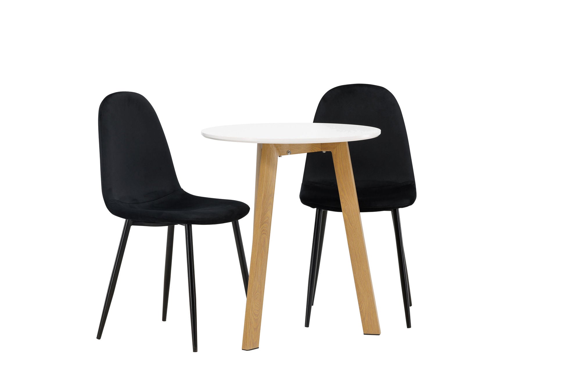Venture Home Leonora spisebord φ65 - Oaklook / White MDF +Polar Spisebordsstol - Black legs / Black Velvet _2