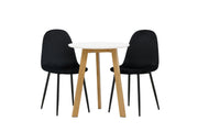 Venture Home Leonora spisebord φ65 - Oaklook / White MDF +Polar Spisebordsstol - Black legs / Black Velvet _2
