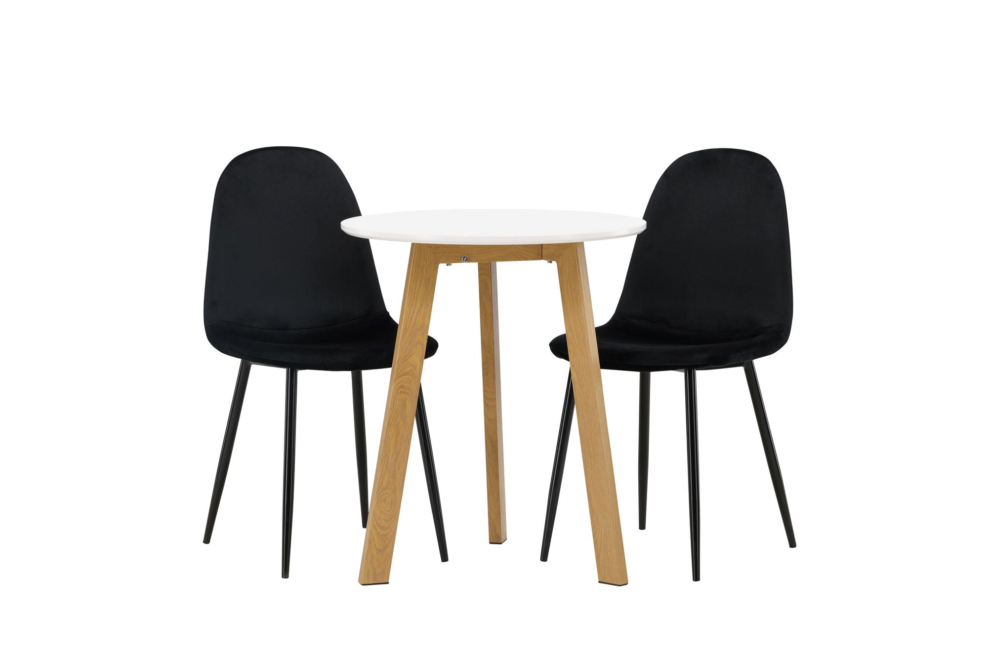 Venture Home Leonora spisebord φ65 - Oaklook / White MDF +Polar Spisebordsstol - Black legs / Black Velvet _2