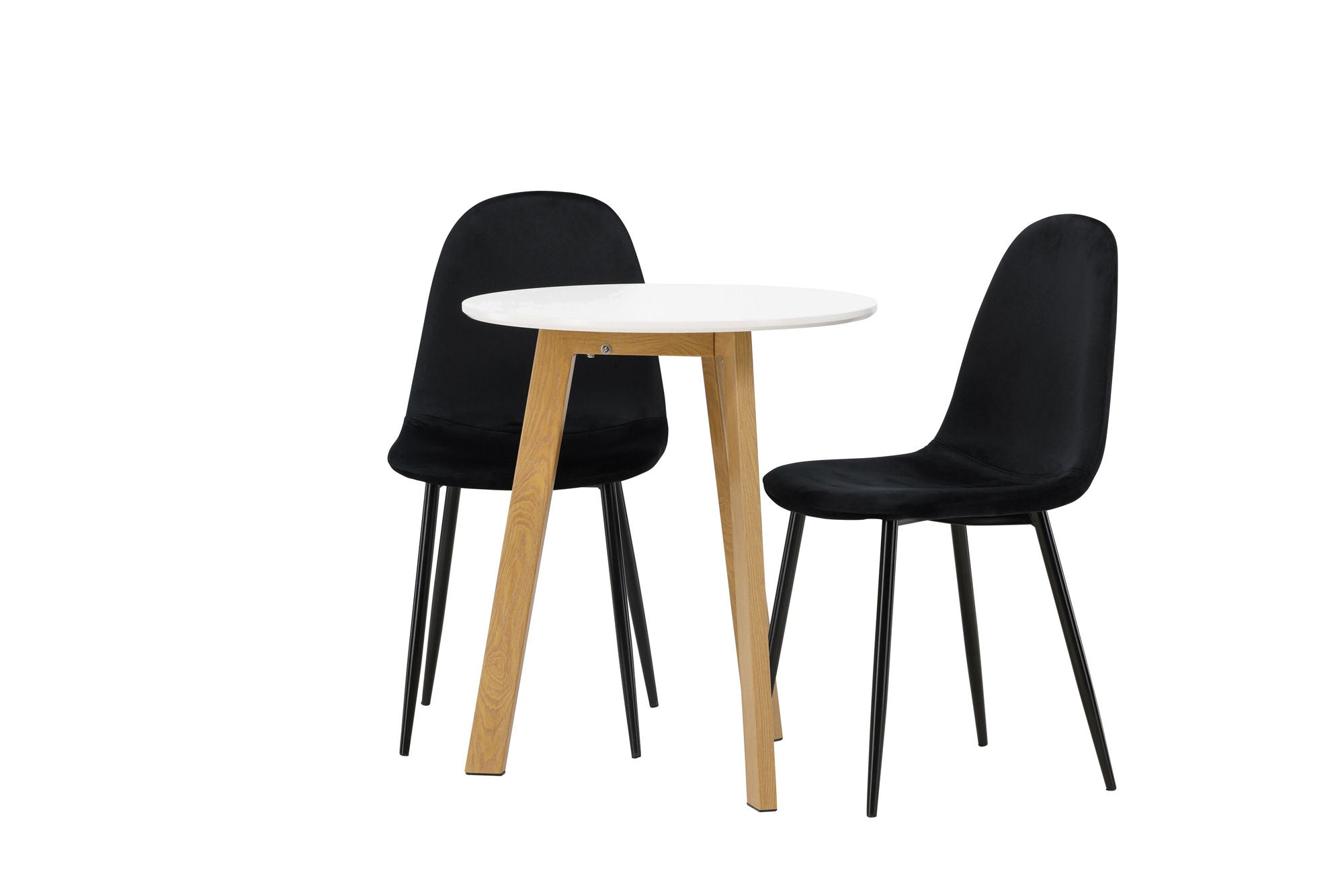 Venture Home Leonora spisebord φ65 - Oaklook / White MDF +Polar Spisebordsstol - Black legs / Black Velvet _2