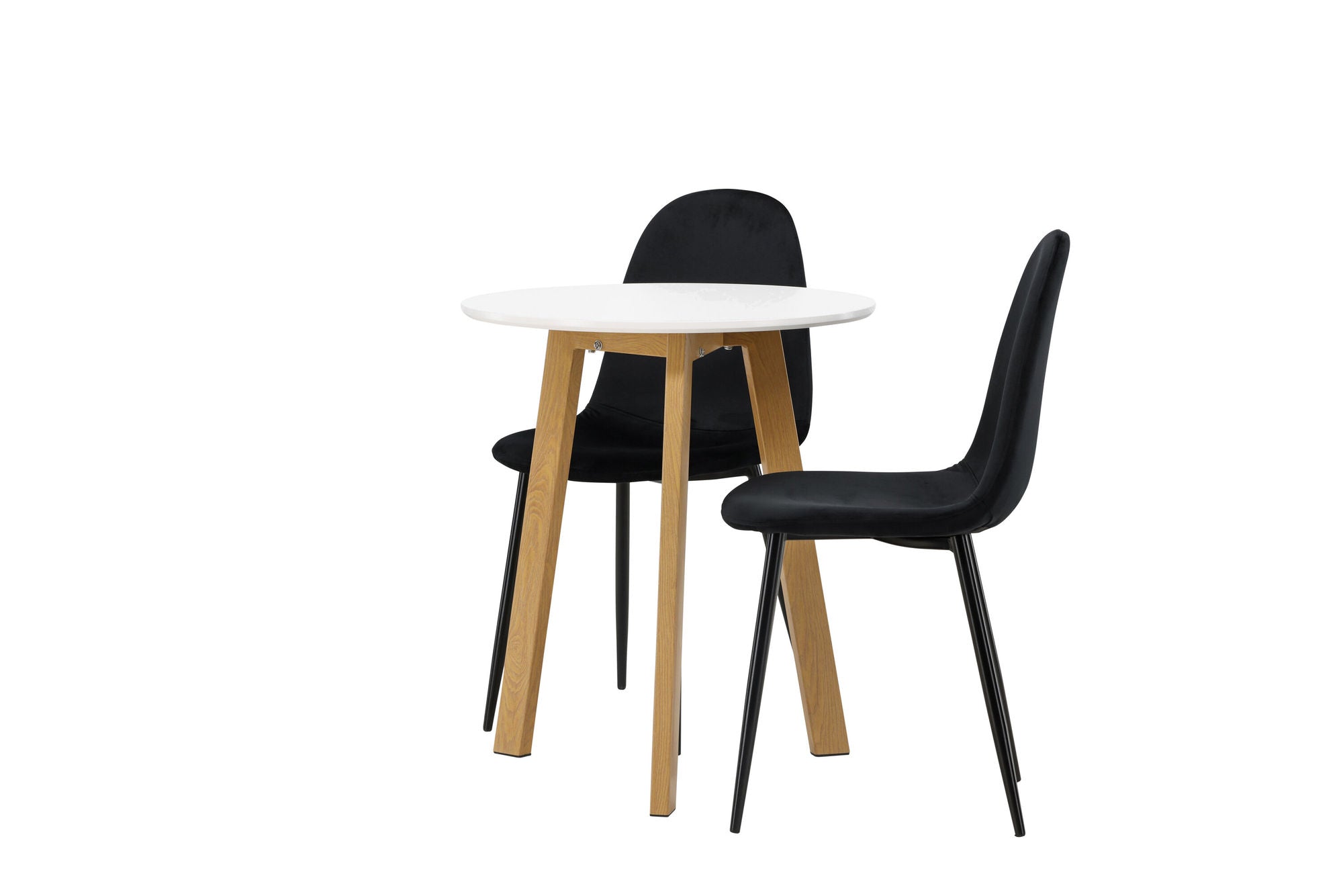 Venture Home Leonora spisebord φ65 - Oaklook / White MDF +Polar Spisebordsstol - Black legs / Black Velvet _2