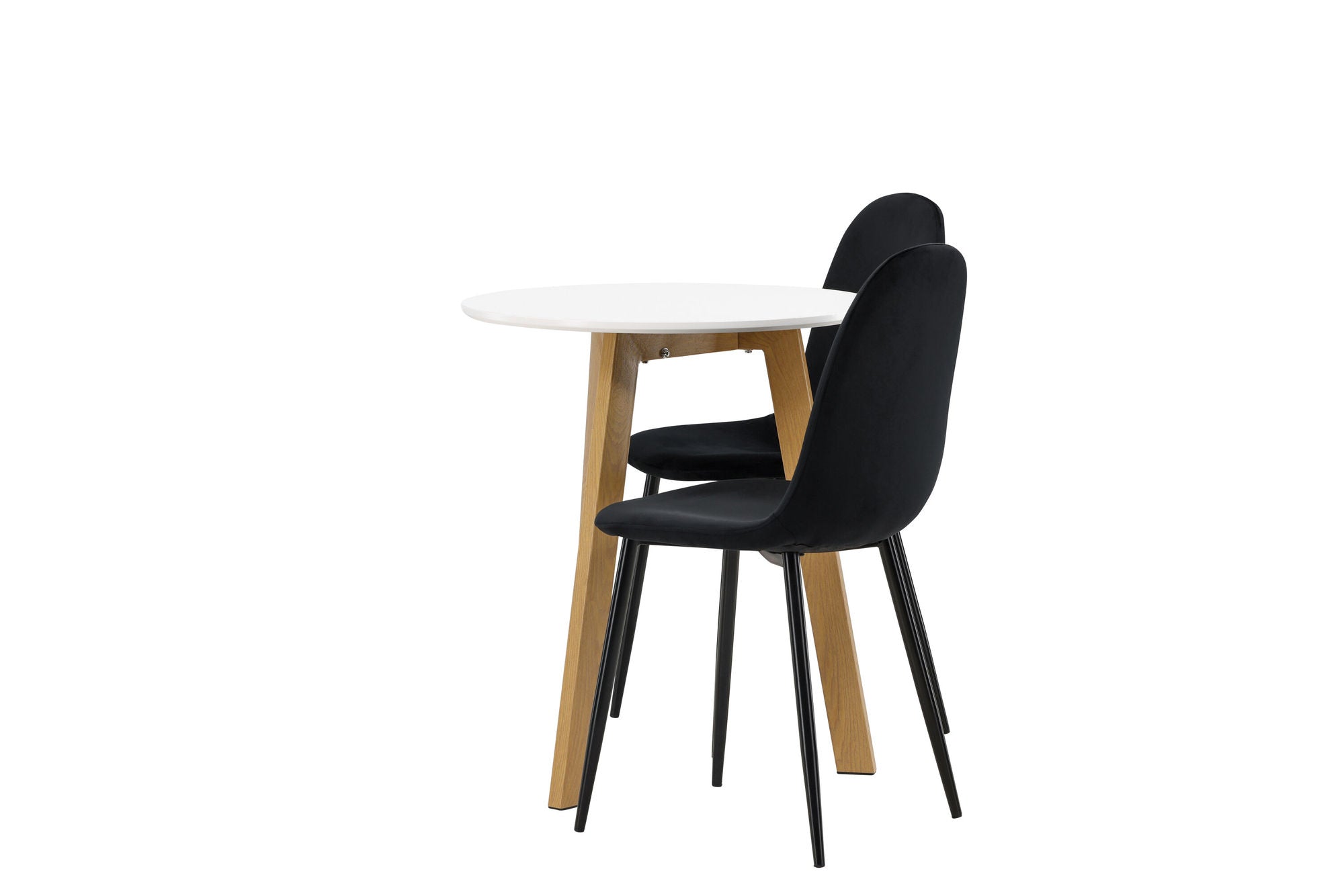 Venture Home Leonora spisebord φ65 - Oaklook / White MDF +Polar Spisebordsstol - Black legs / Black Velvet _2