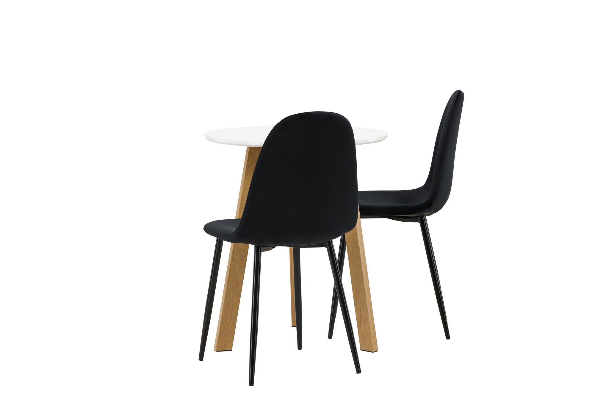 Venture Home Leonora spisebord φ65 - Oaklook / White MDF +Polar Spisebordsstol - Black legs / Black Velvet _2