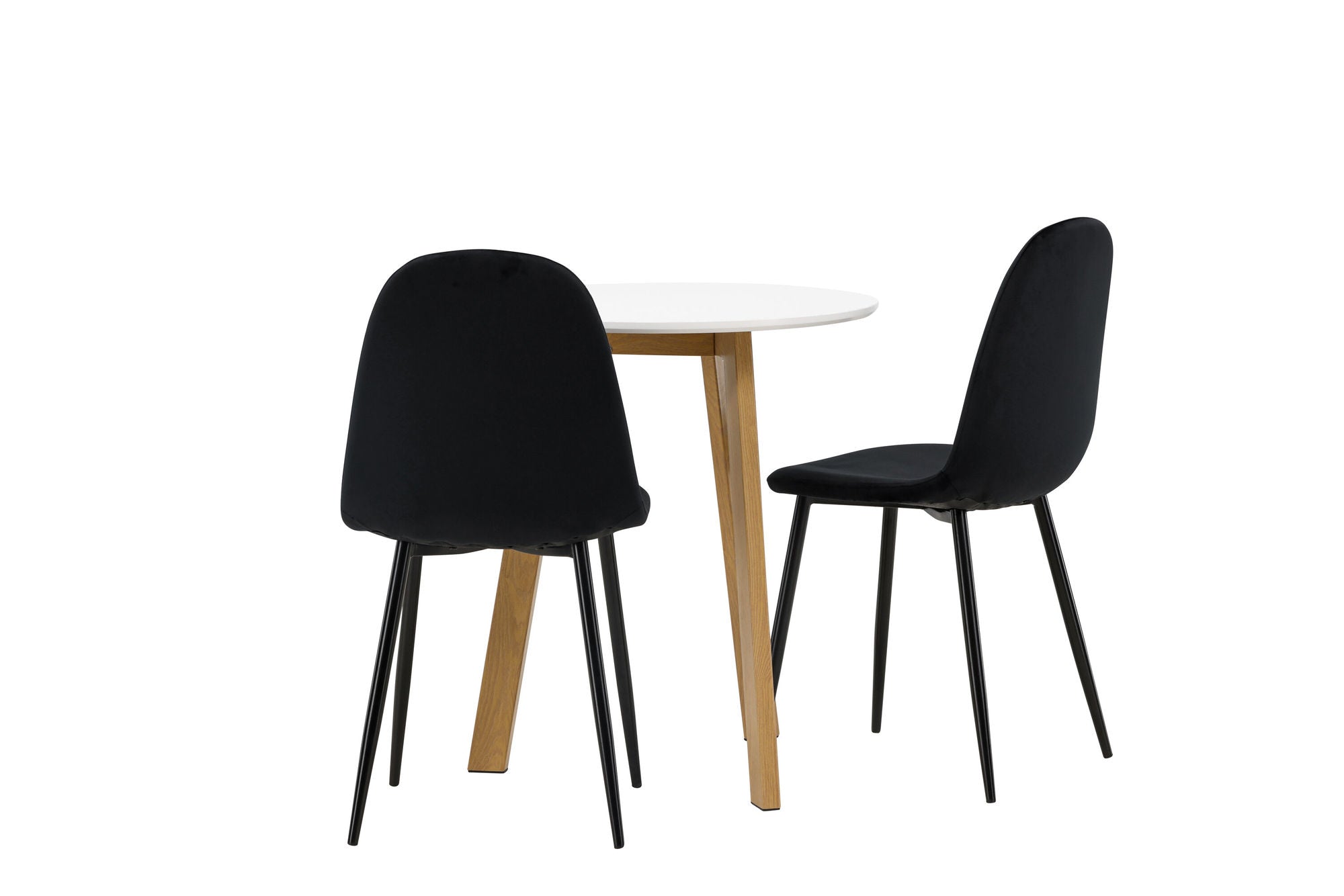 Venture Home Leonora spisebord φ65 - Oaklook / White MDF +Polar Spisebordsstol - Black legs / Black Velvet _2