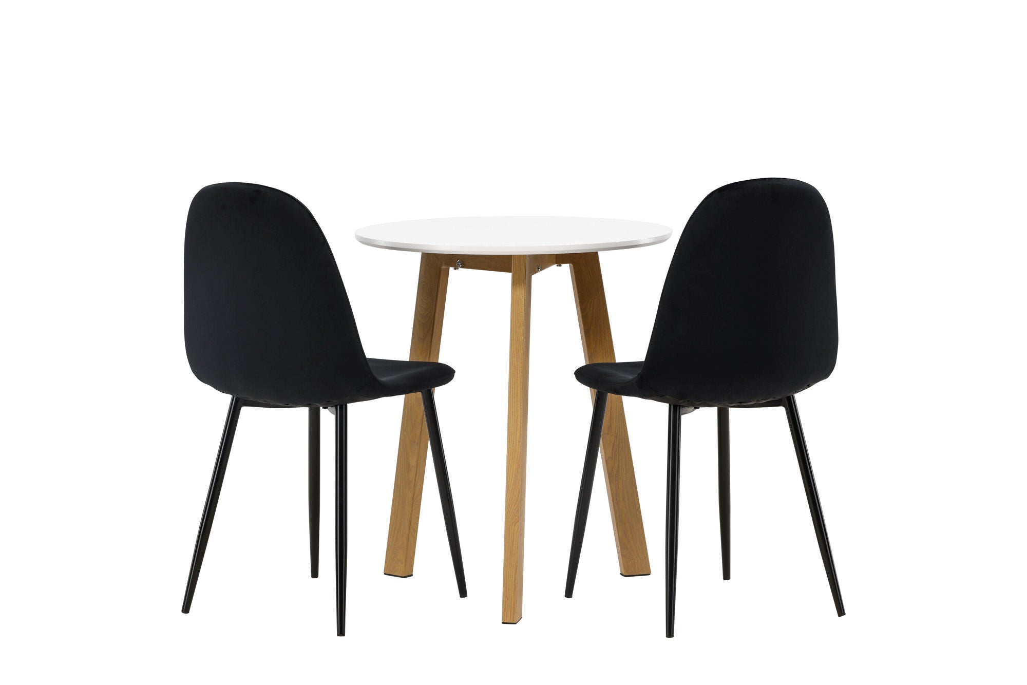 Venture Home Leonora spisebord φ65 - Oaklook / White MDF +Polar Spisebordsstol - Black legs / Black Velvet _2