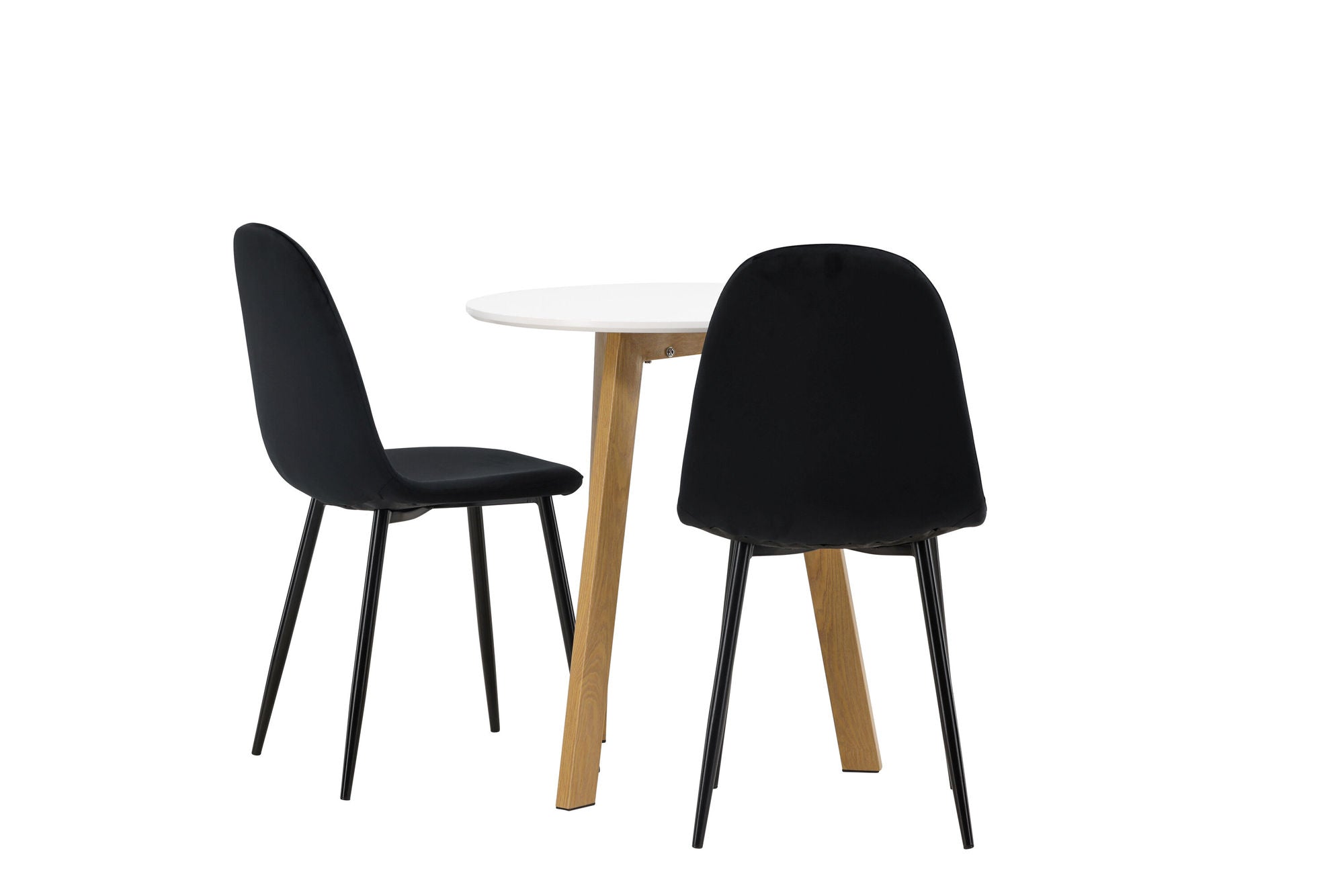 Venture Home Leonora spisebord φ65 - Oaklook / White MDF +Polar Spisebordsstol - Black legs / Black Velvet _2