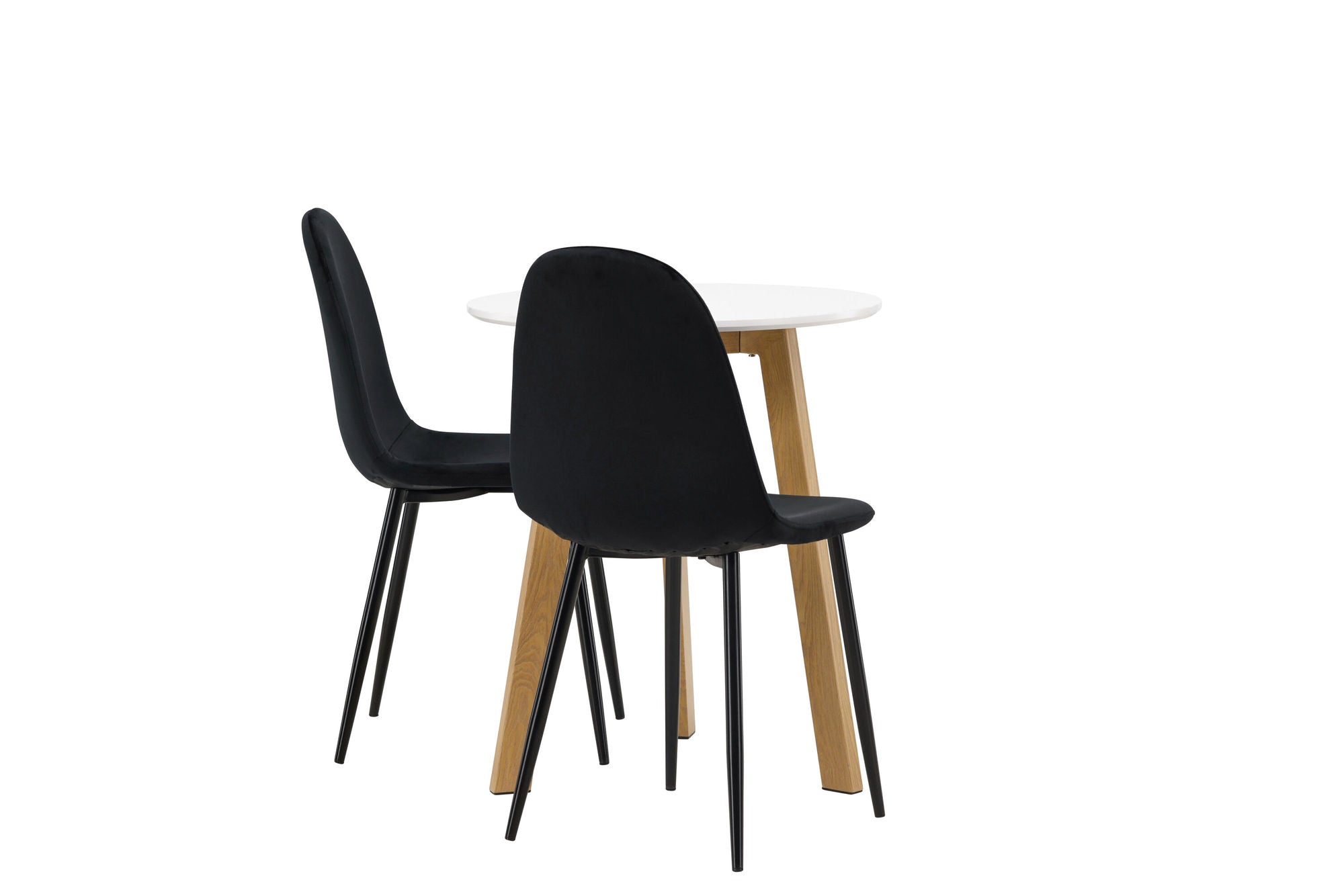 Venture Home Leonora spisebord φ65 - Oaklook / White MDF +Polar Spisebordsstol - Black legs / Black Velvet _2