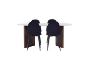 Venture Home Grönvik spisebord 180*75 - Mocca / Offwhite Concretelook MDF +Polar Spisebordsstol - Black legs / Black Velvet _4