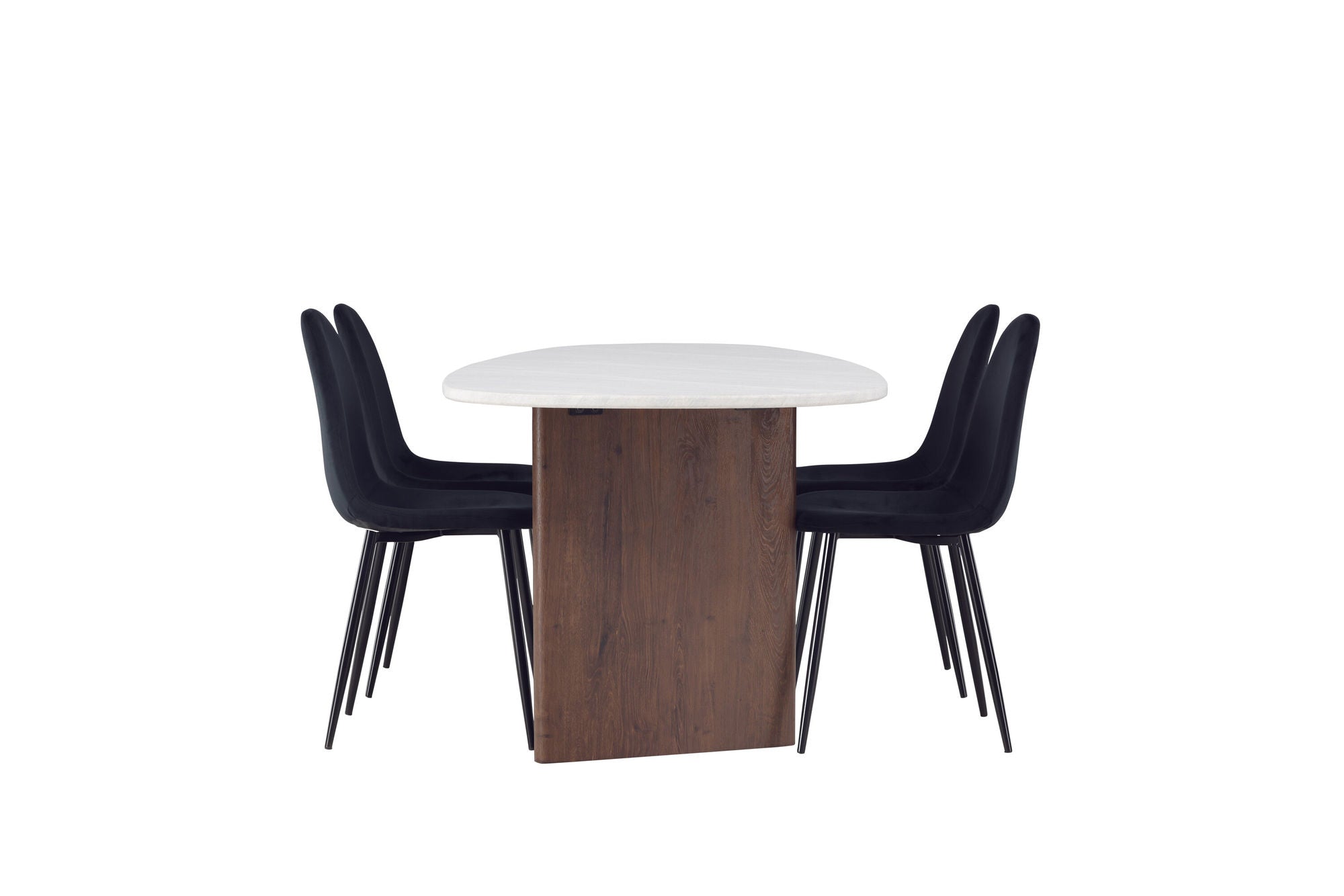 Venture Home Grönvik spisebord 180*75 - Mocca / Offwhite Concretelook MDF +Polar Spisebordsstol - Black legs / Black Velvet _4