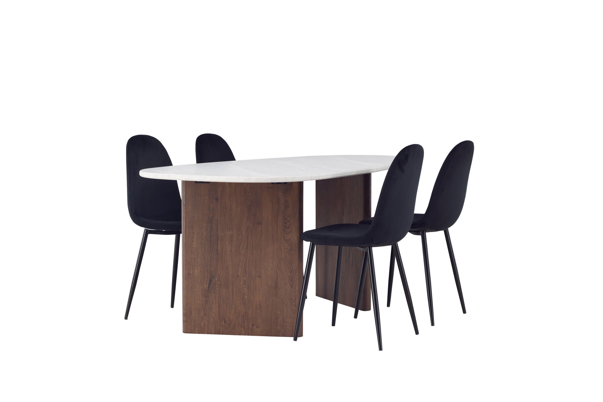 Venture Home Grönvik spisebord 180*75 - Mocca / Offwhite Concretelook MDF +Polar Spisebordsstol - Black legs / Black Velvet _4