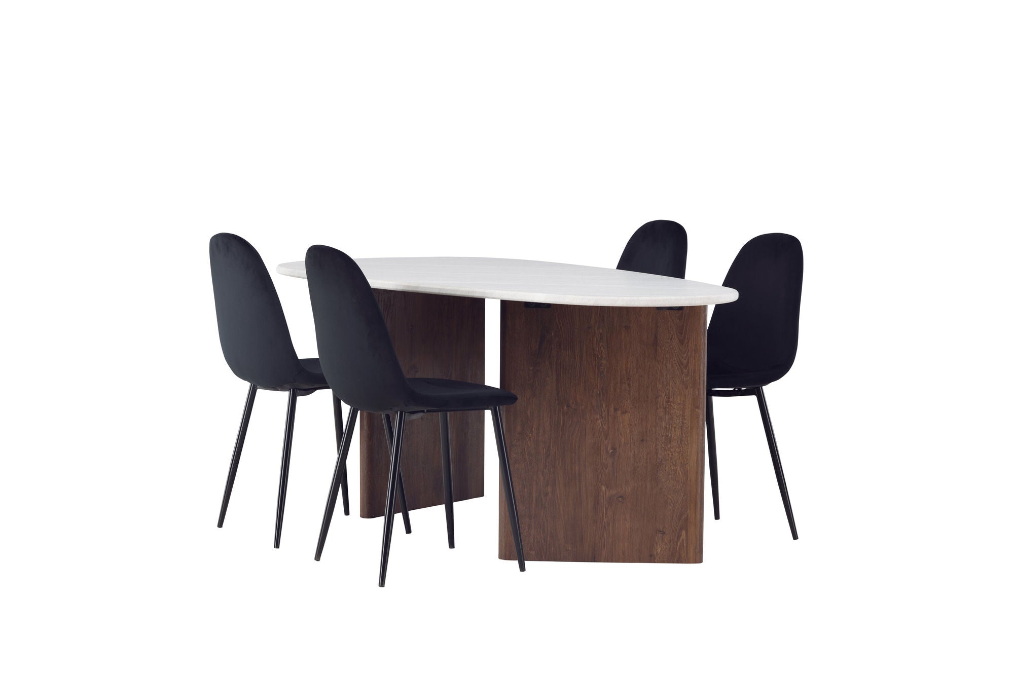 Venture Home Grönvik spisebord 180*75 - Mocca / Offwhite Concretelook MDF +Polar Spisebordsstol - Black legs / Black Velvet _4
