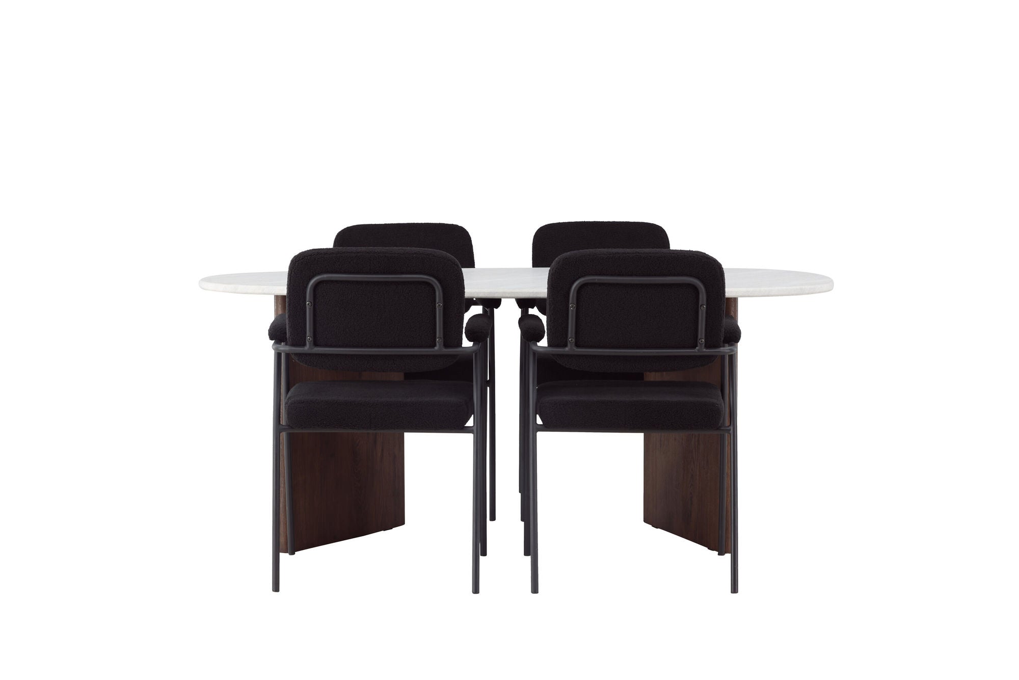Venture Home Grönvik spisebord 180*75 - Mocca / Offwhite Concretelook MDF +Yesterday Spisebordsstol - Black / Black Boucle _4