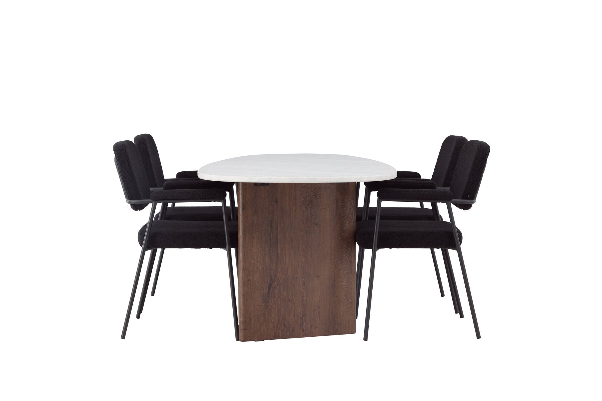Venture Home Grönvik spisebord 180*75 - Mocca / Offwhite Concretelook MDF +Yesterday Spisebordsstol - Black / Black Boucle _4
