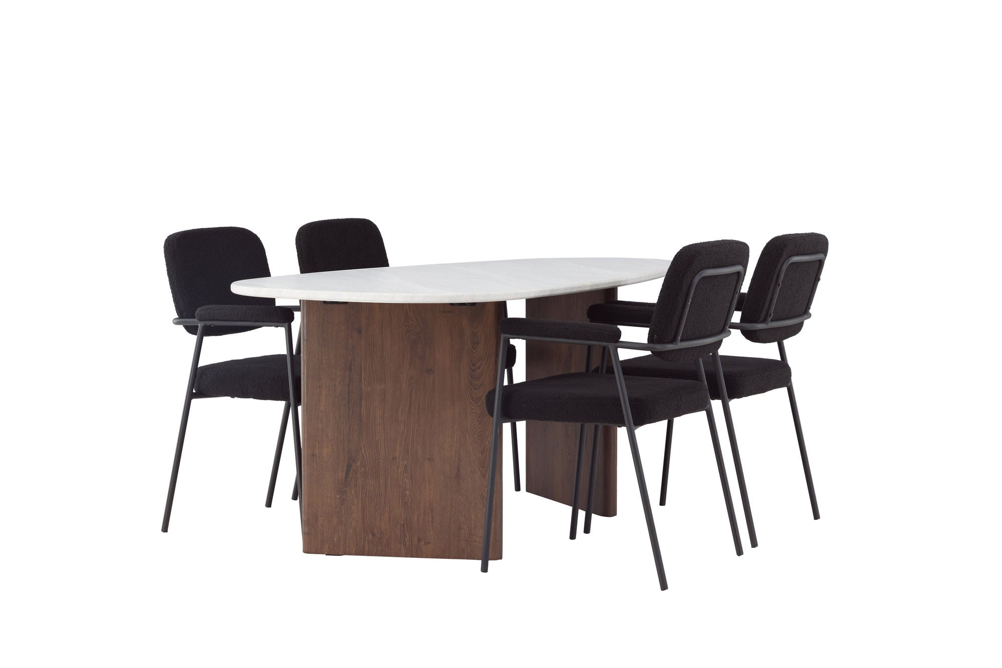 Venture Home Grönvik spisebord 180*75 - Mocca / Offwhite Concretelook MDF +Yesterday Spisebordsstol - Black / Black Boucle _4