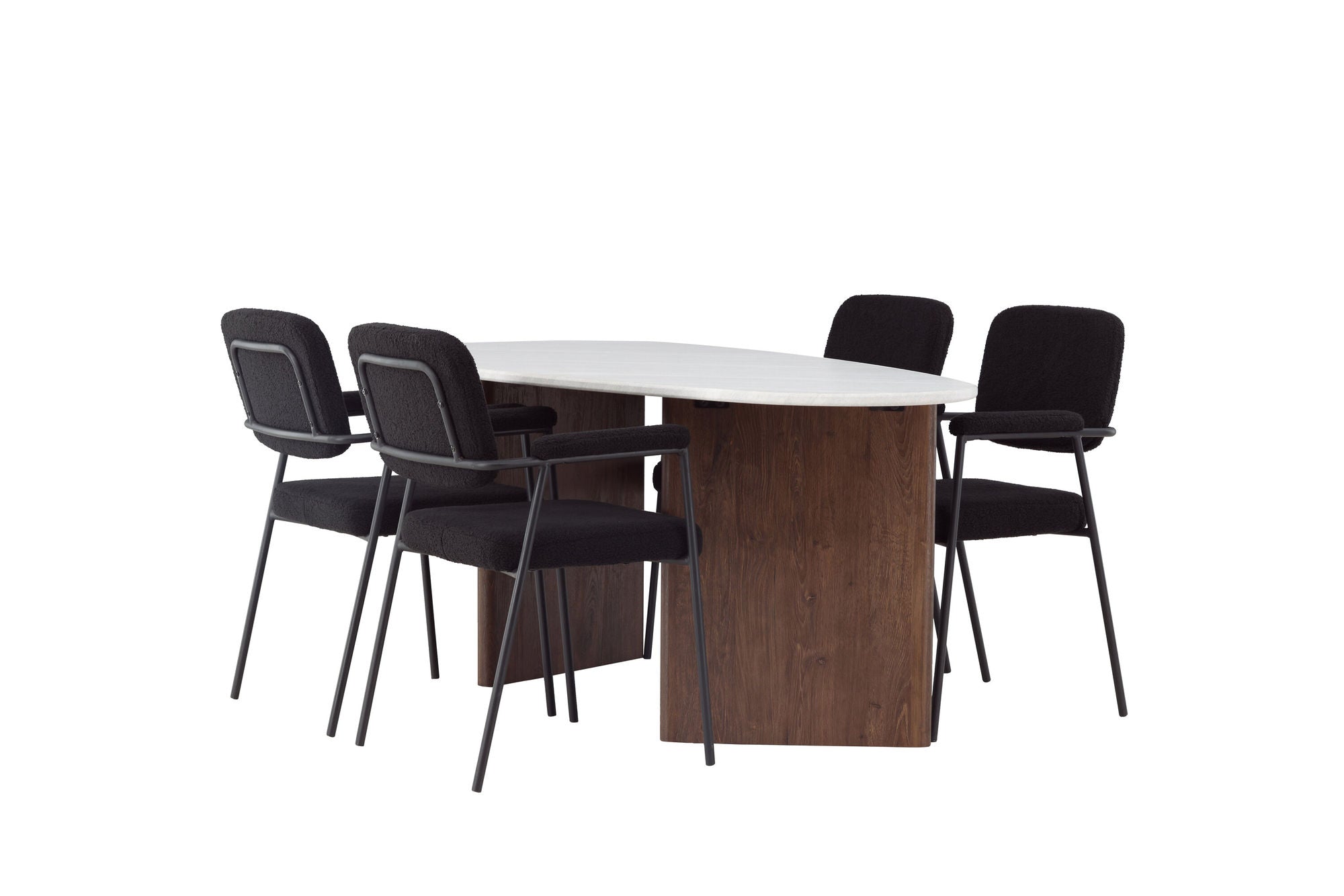 Venture Home Grönvik spisebord 180*75 - Mocca / Offwhite Concretelook MDF +Yesterday Spisebordsstol - Black / Black Boucle _4