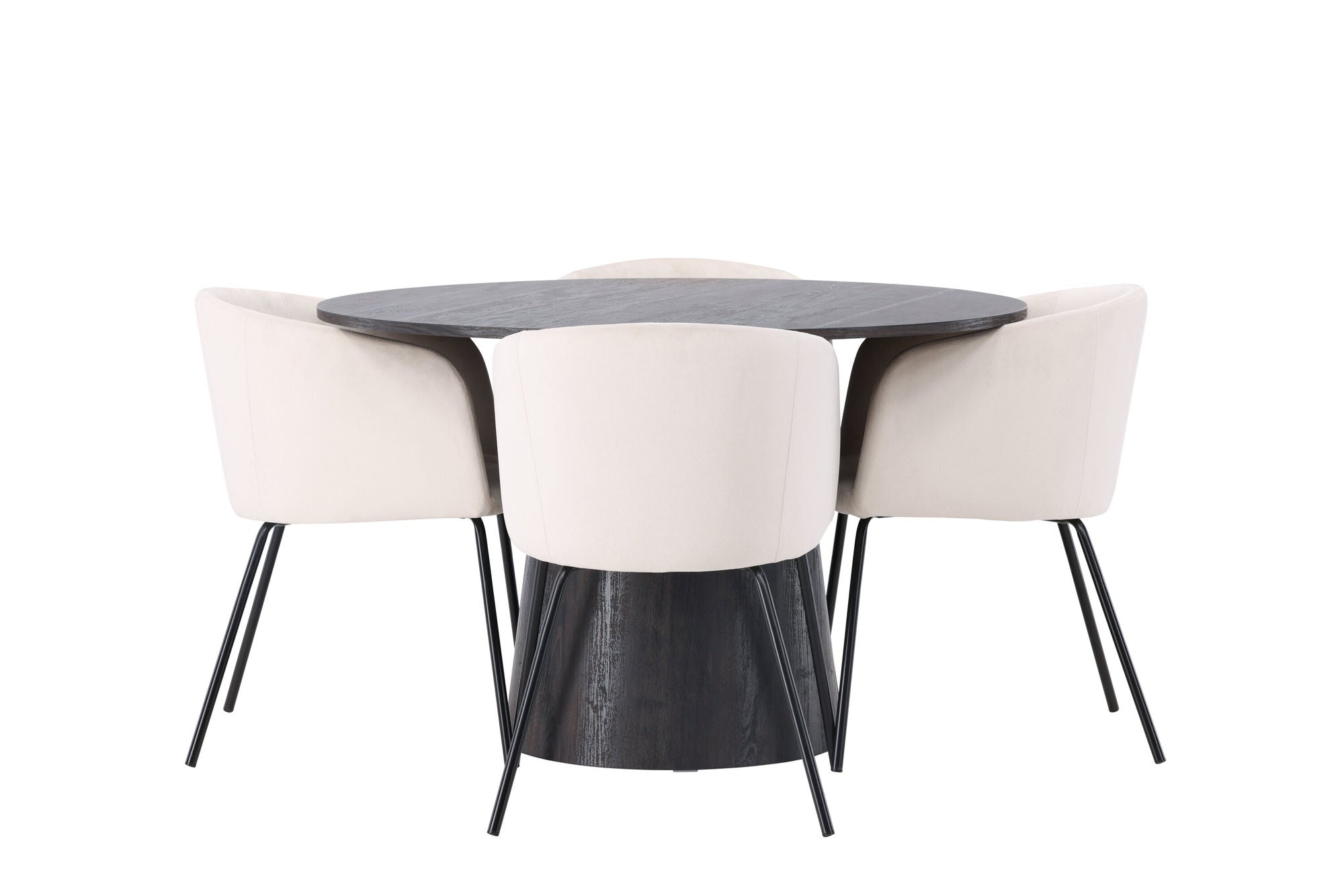 Venture Home Lanzo spisebord φ120 - Mocca/Mocca +Berit stol - Black / Beige Velvet _4