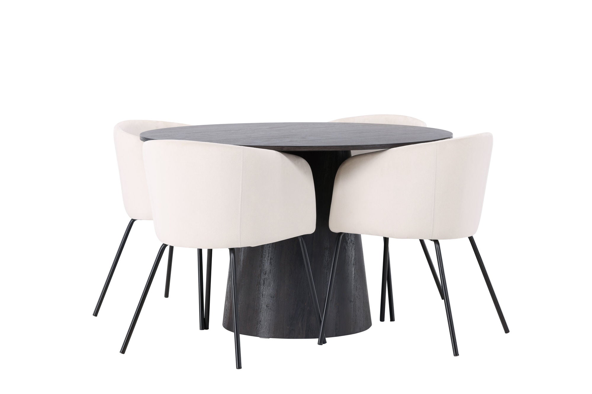 Venture Home Lanzo spisebord φ120 - Mocca/Mocca +Berit stol - Black / Beige Velvet _4