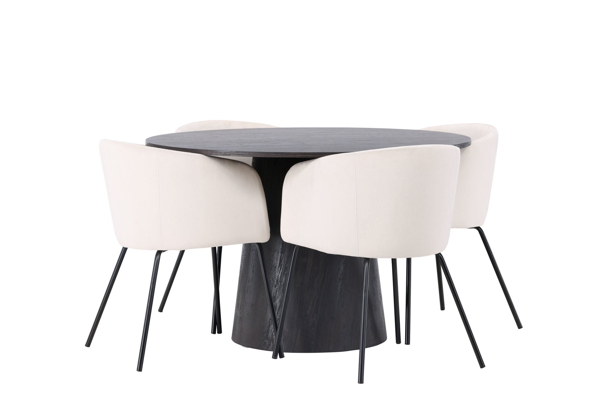 Venture Home Lanzo spisebord φ120 - Mocca/Mocca +Berit stol - Black / Beige Velvet _4