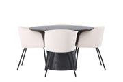 Venture Home Lanzo spisebord φ120 - Mocca/Mocca +Berit stol - Black / Beige Velvet _4