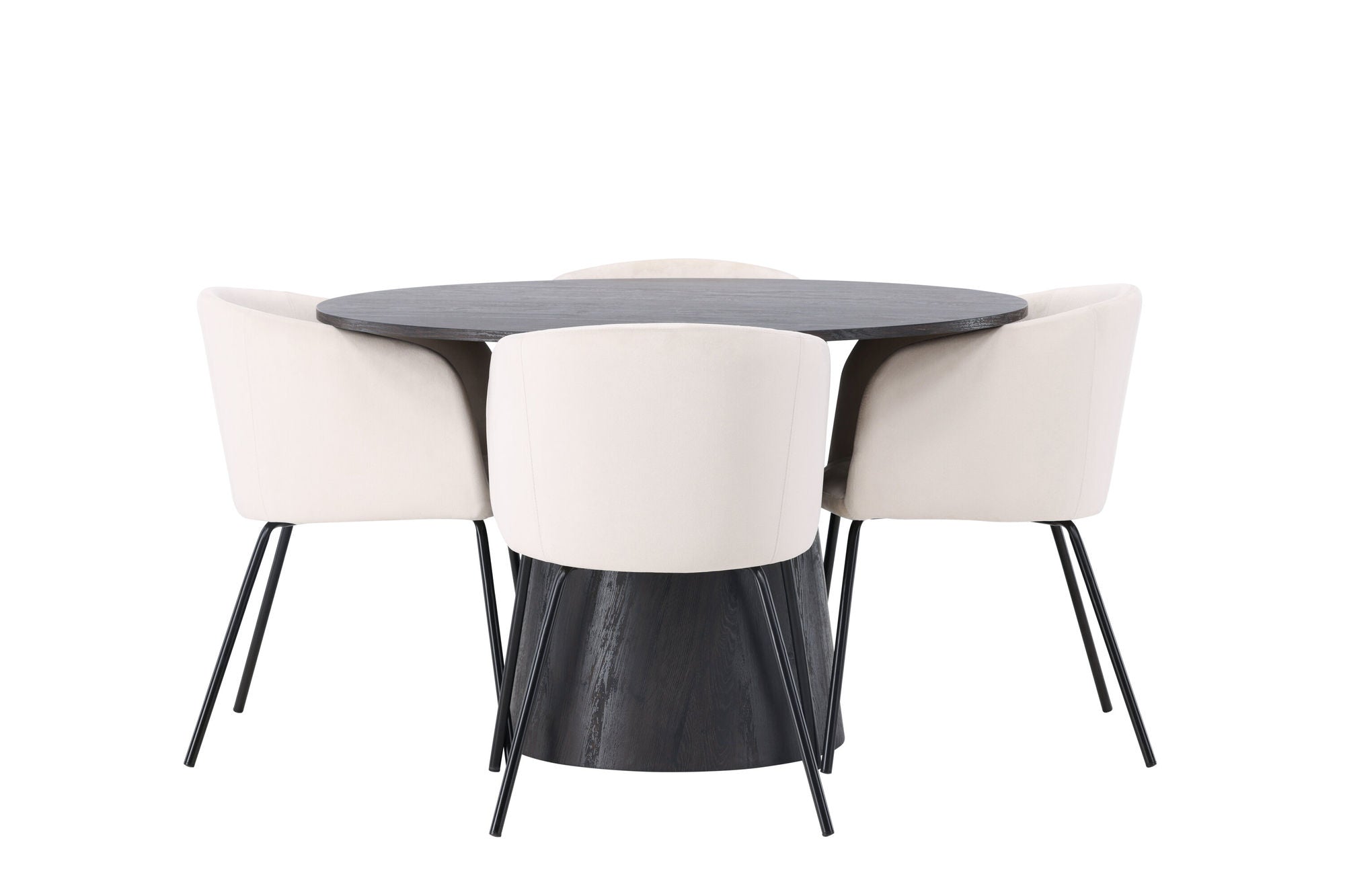 Venture Home Lanzo spisebord φ120 - Mocca/Mocca +Berit stol - Black / Beige Velvet _4