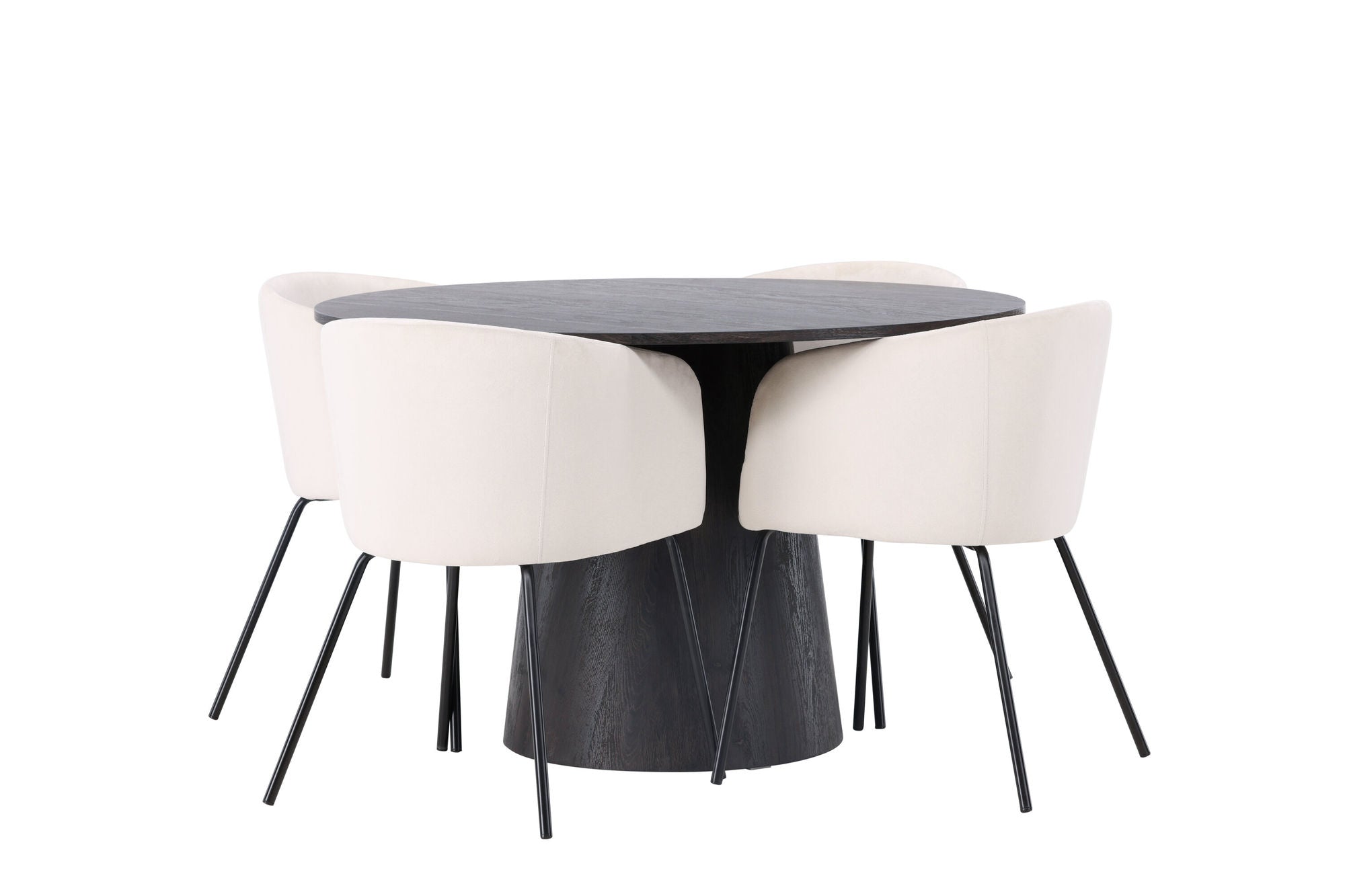 Venture Home Lanzo spisebord φ120 - Mocca/Mocca +Berit stol - Black / Beige Velvet _4