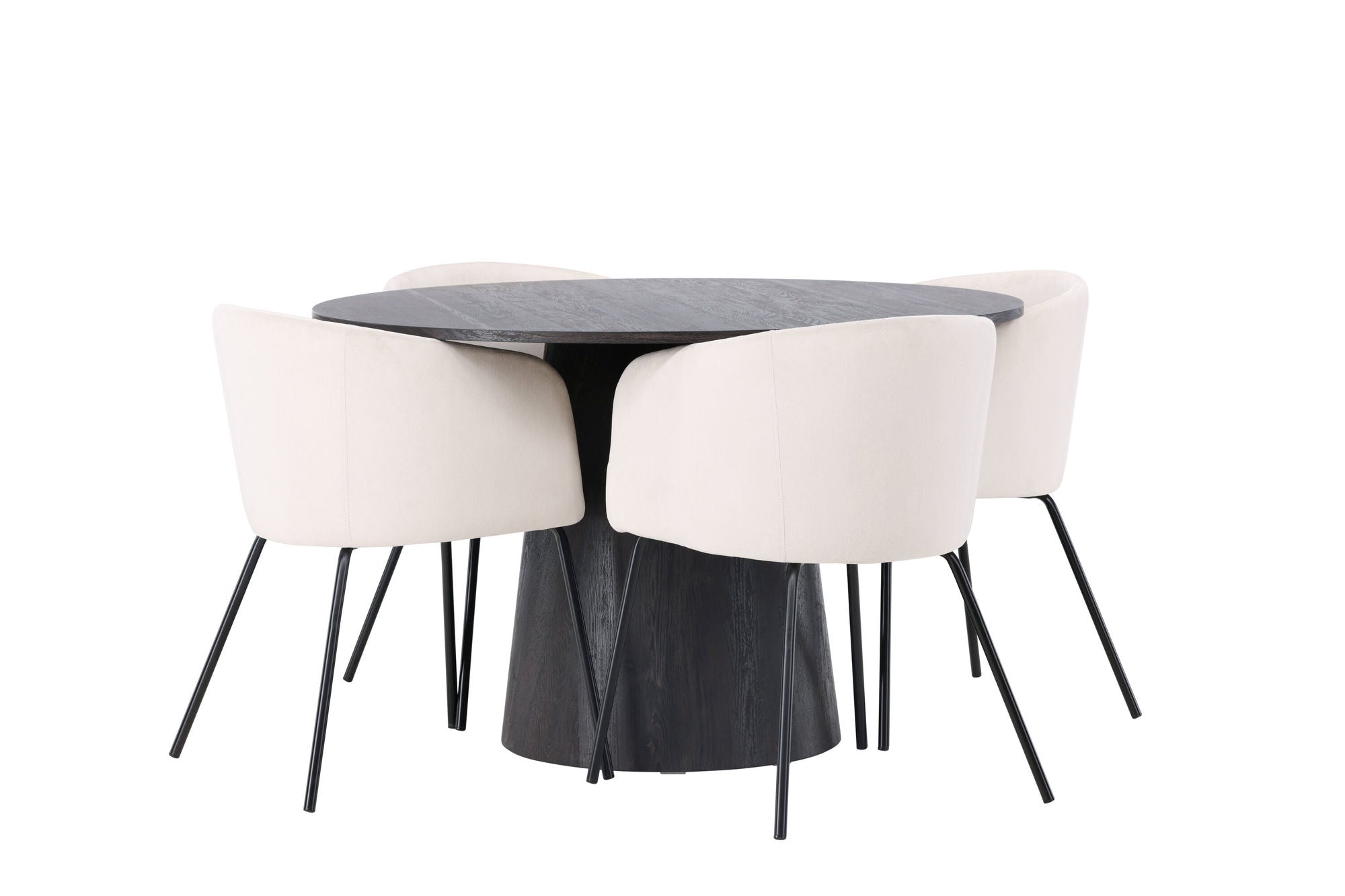 Venture Home Lanzo spisebord φ120 - Mocca/Mocca +Berit stol - Black / Beige Velvet _4