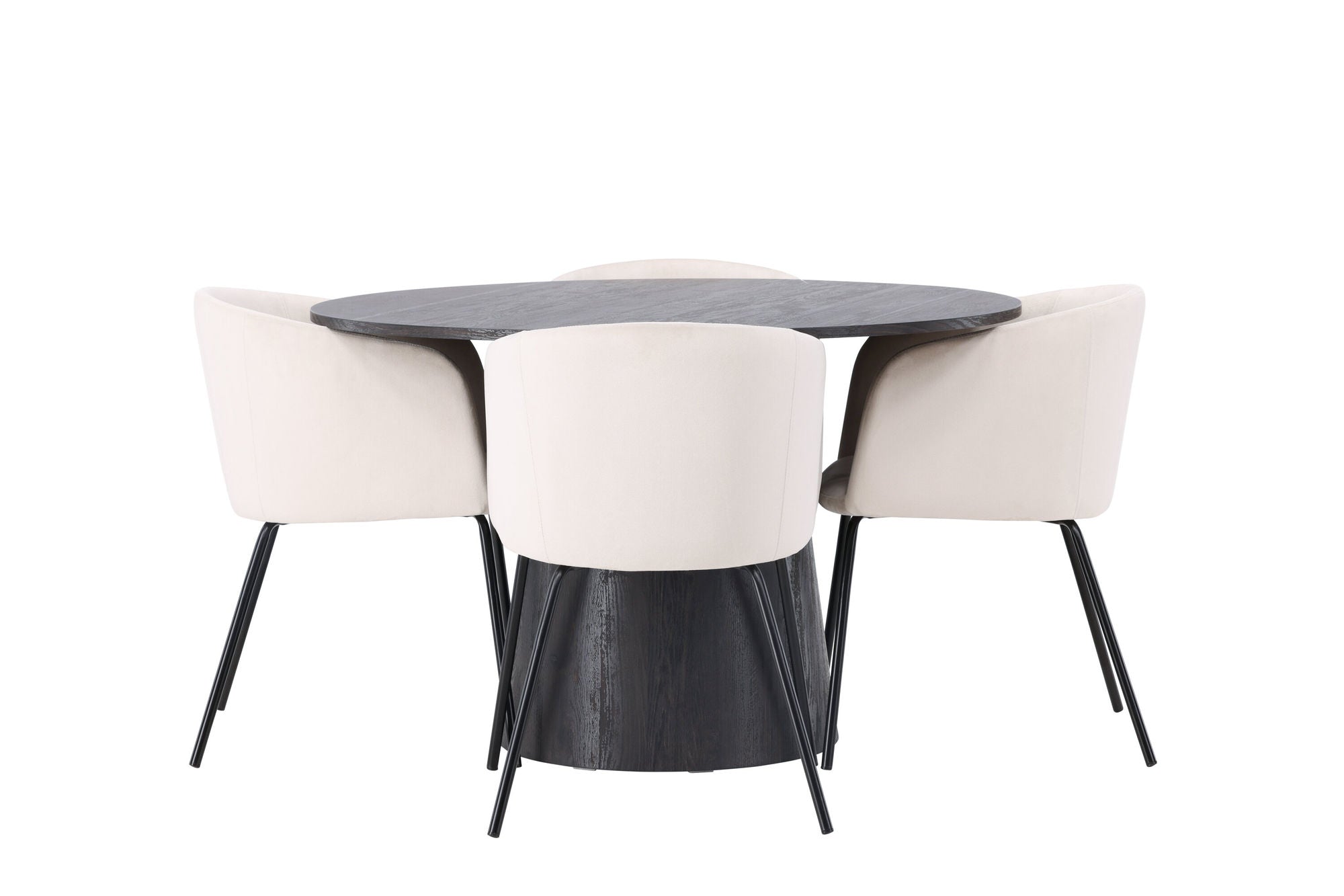 Venture Home Lanzo spisebord φ120 - Mocca/Mocca +Berit stol - Black / Beige Velvet _4