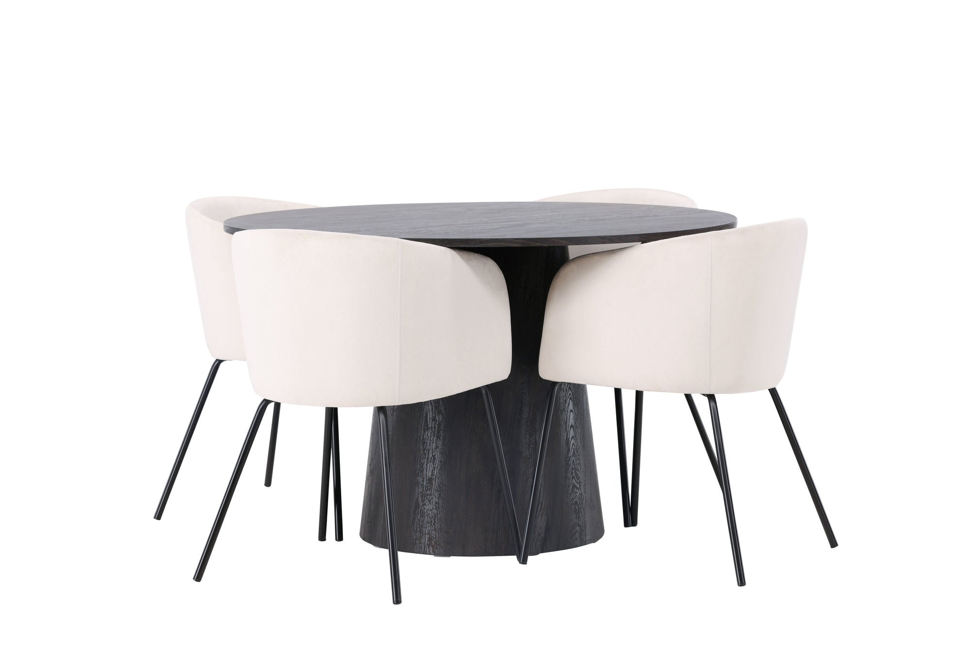 Venture Home Lanzo spisebord φ120 - Mocca/Mocca +Berit stol - Black / Beige Velvet _4
