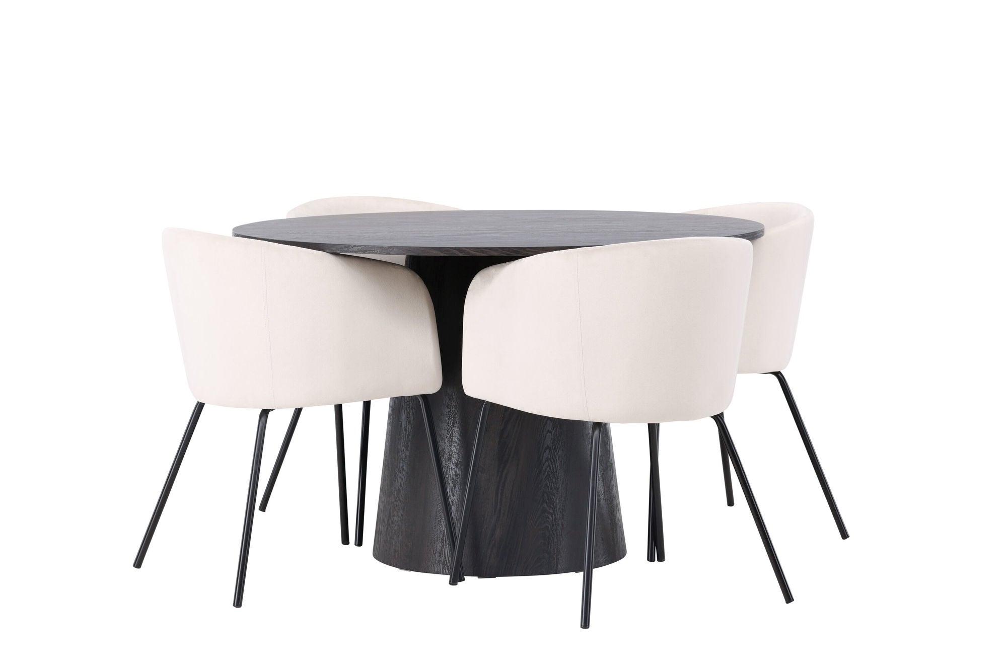Venture Home Lanzo spisebord φ120 - Mocca/Mocca +Berit stol - Black / Beige Velvet _4