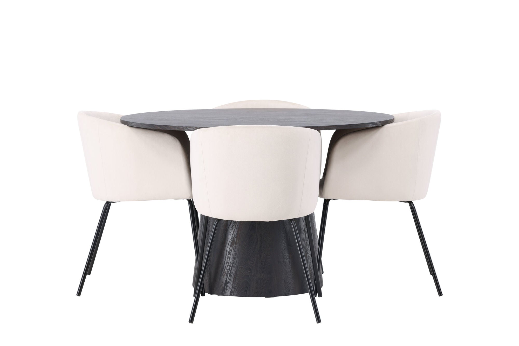 Venture Home Lanzo spisebord φ120 - Mocca/Mocca +Berit stol - Black / Beige Velvet _4