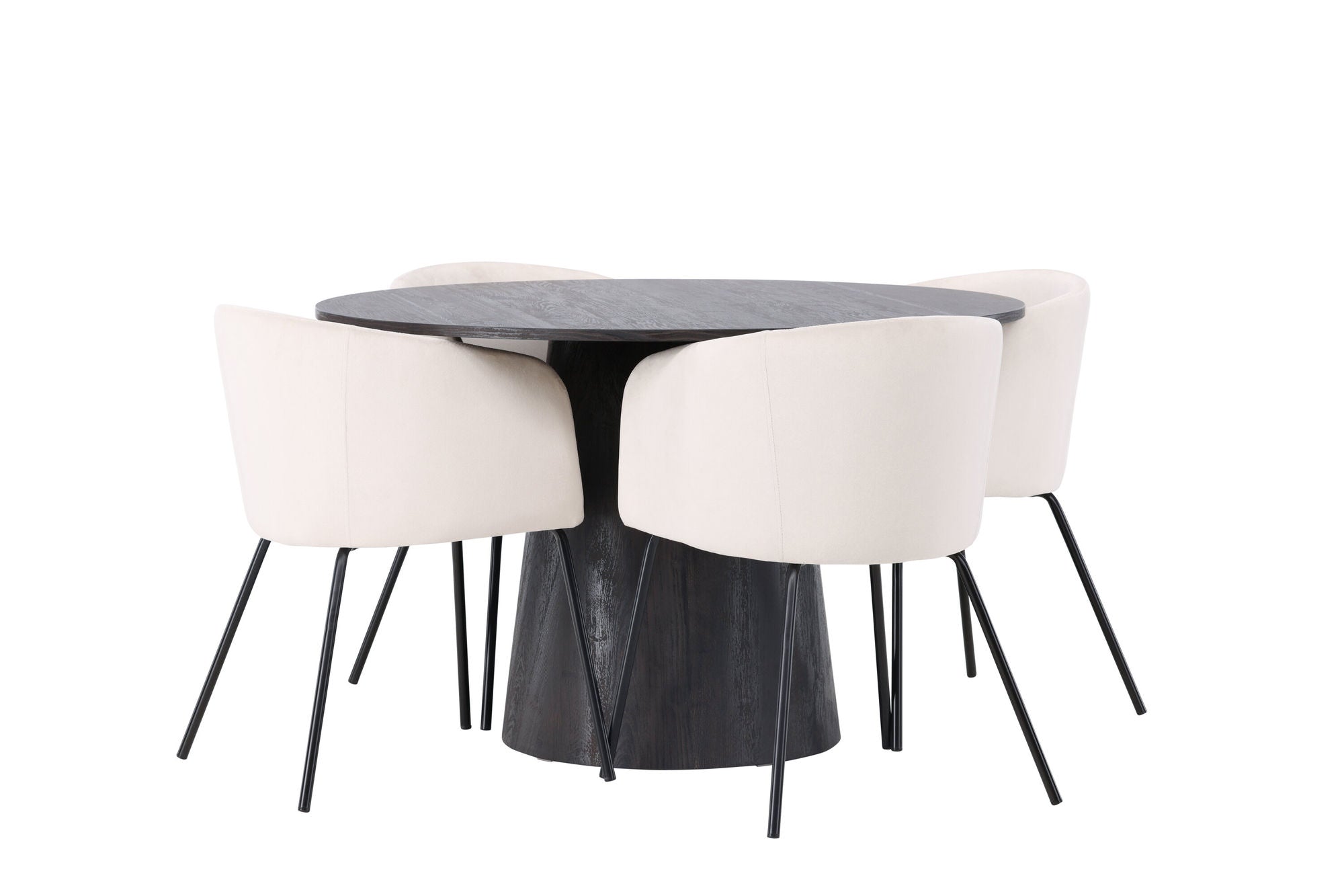Venture Home Lanzo spisebord φ120 - Mocca/Mocca +Berit stol - Black / Beige Velvet _4