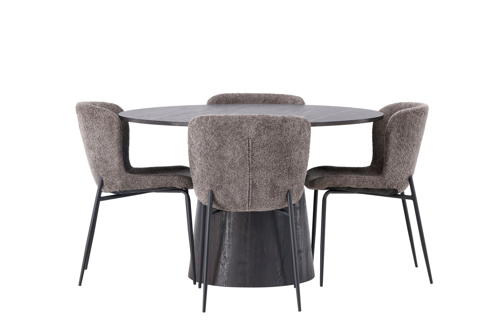 Venture Home Lanzo spisebord φ120 - Mocca/Mocca +Modesto Spisebordsstol - Grey / Smoked Black Boucle _4