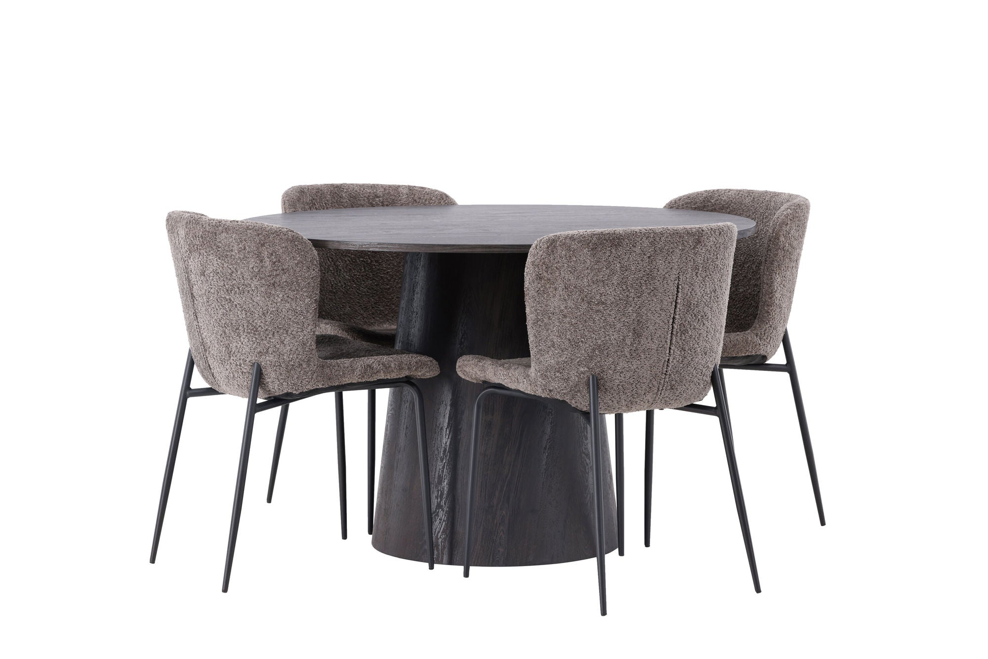 Venture Home Lanzo spisebord φ120 - Mocca/Mocca +Modesto Spisebordsstol - Grey / Smoked Black Boucle _4