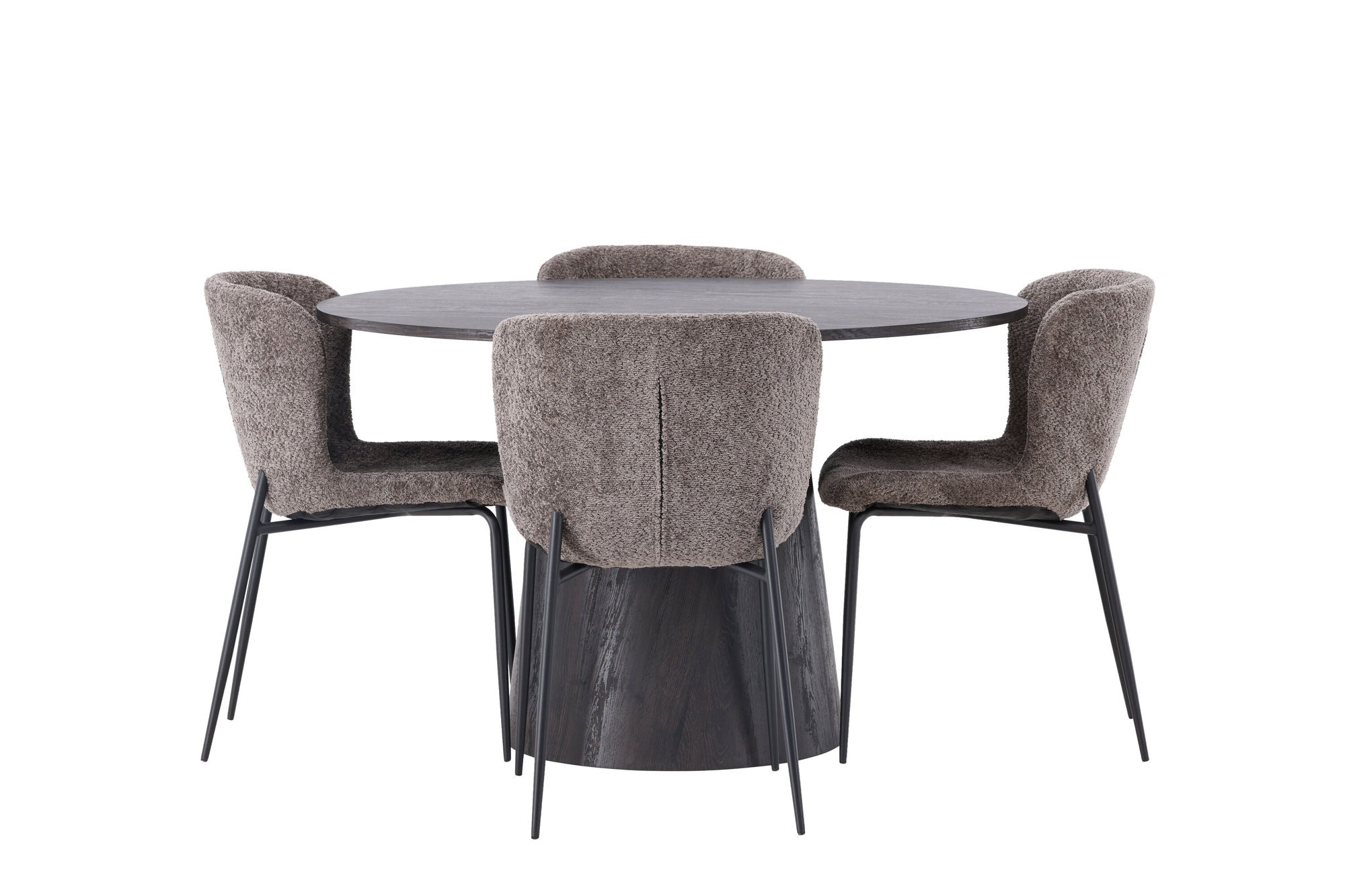 Venture Home Lanzo spisebord φ120 - Mocca/Mocca +Modesto Spisebordsstol - Grey / Smoked Black Boucle _4