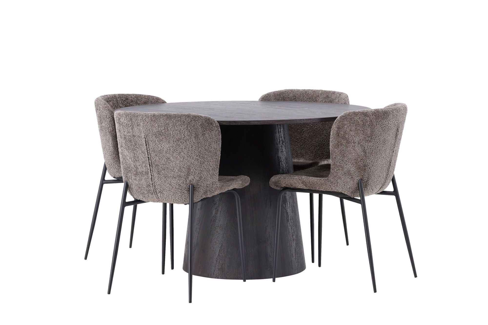 Venture Home Lanzo spisebord φ120 - Mocca/Mocca +Modesto Spisebordsstol - Grey / Smoked Black Boucle _4