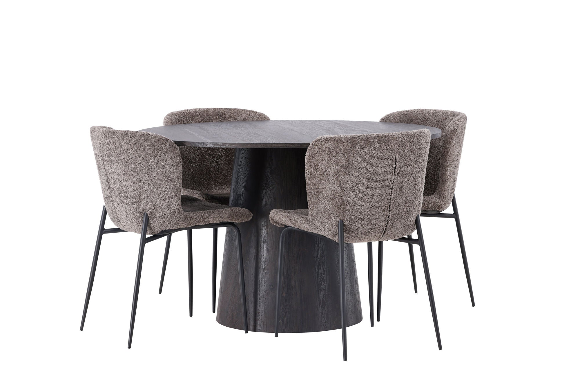 Venture Home Lanzo spisebord φ120 - Mocca/Mocca +Modesto Spisebordsstol - Grey / Smoked Black Boucle _4