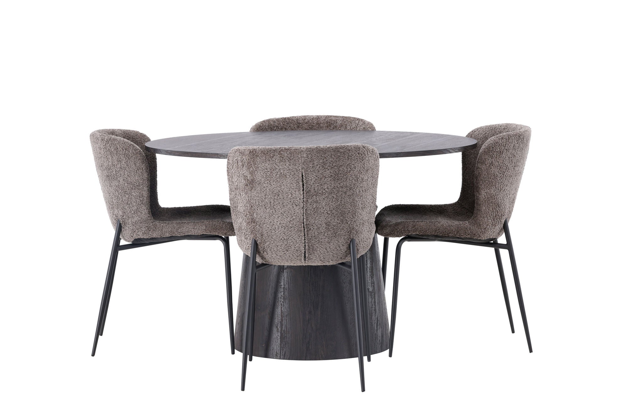 Venture Home Lanzo spisebord φ120 - Mocca/Mocca +Modesto Spisebordsstol - Grey / Smoked Black Boucle _4