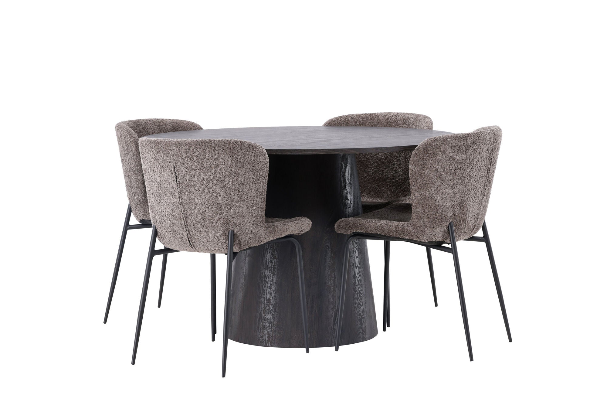 Venture Home Lanzo spisebord φ120 - Mocca/Mocca +Modesto Spisebordsstol - Grey / Smoked Black Boucle _4