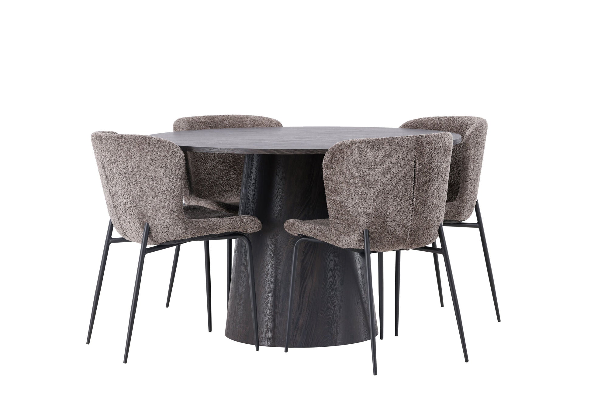 Venture Home Lanzo spisebord φ120 - Mocca/Mocca +Modesto Spisebordsstol - Grey / Smoked Black Boucle _4