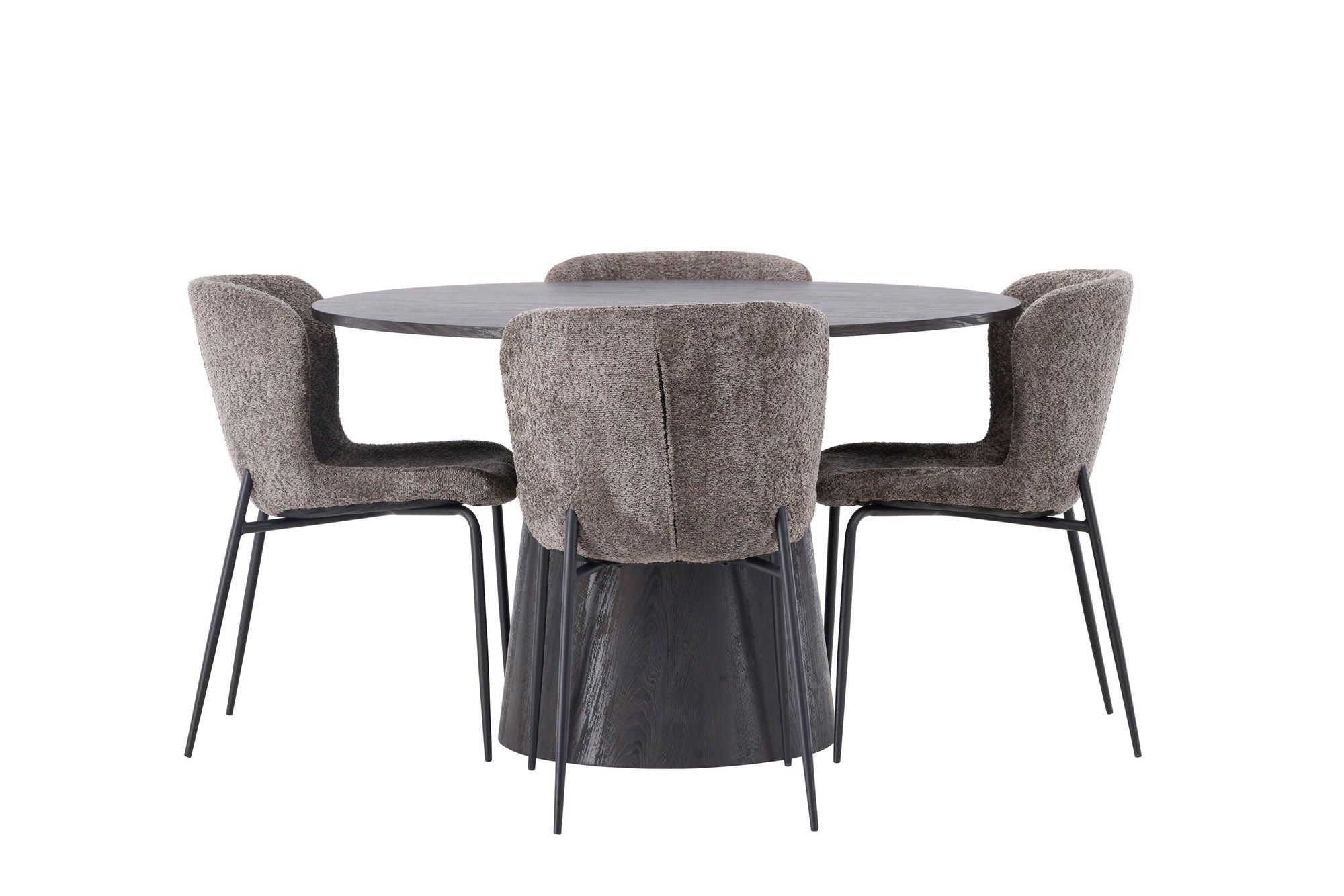 Venture Home Lanzo spisebord φ120 - Mocca/Mocca +Modesto Spisebordsstol - Grey / Smoked Black Boucle _4