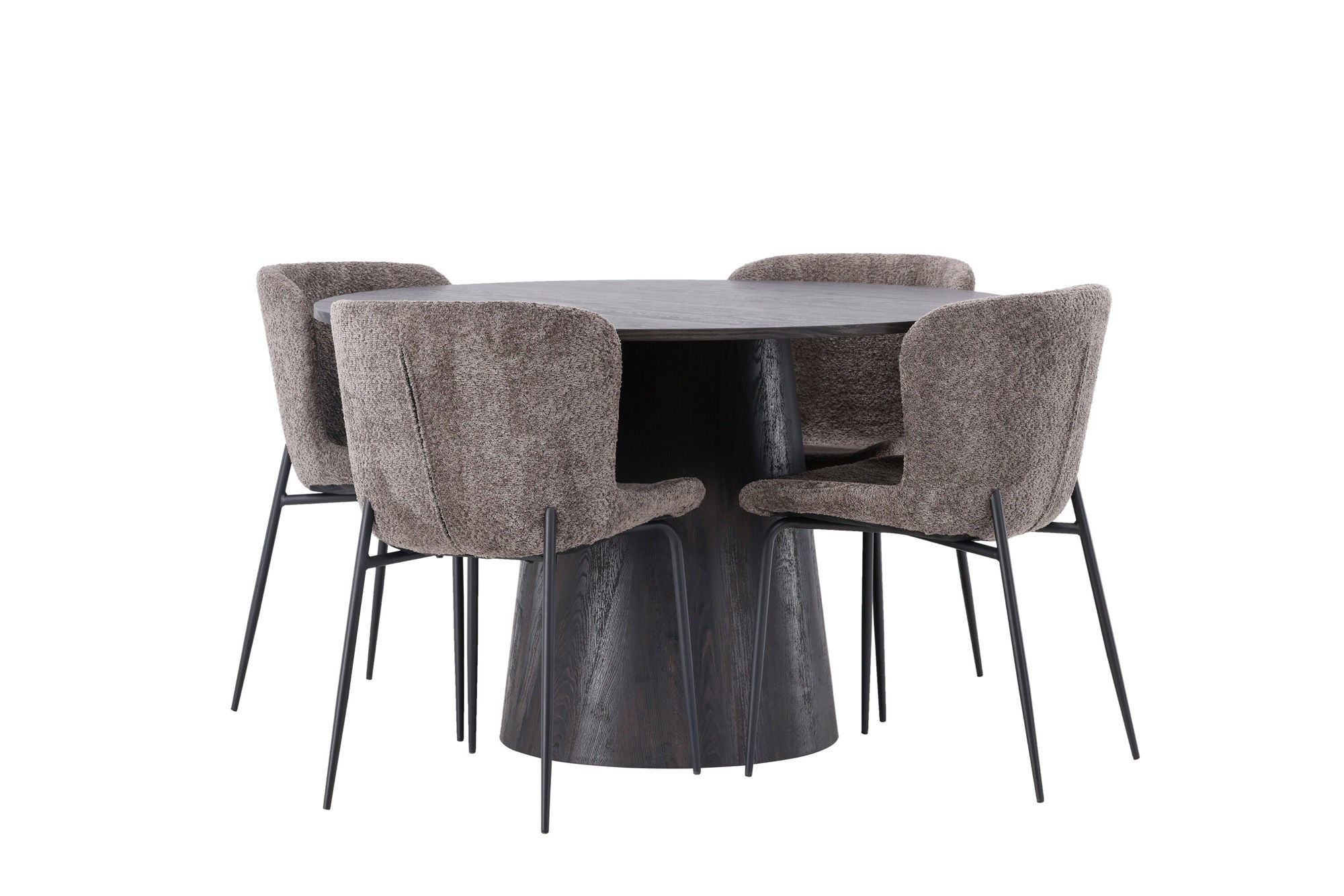 Venture Home Lanzo spisebord φ120 - Mocca/Mocca +Modesto Spisebordsstol - Grey / Smoked Black Boucle _4