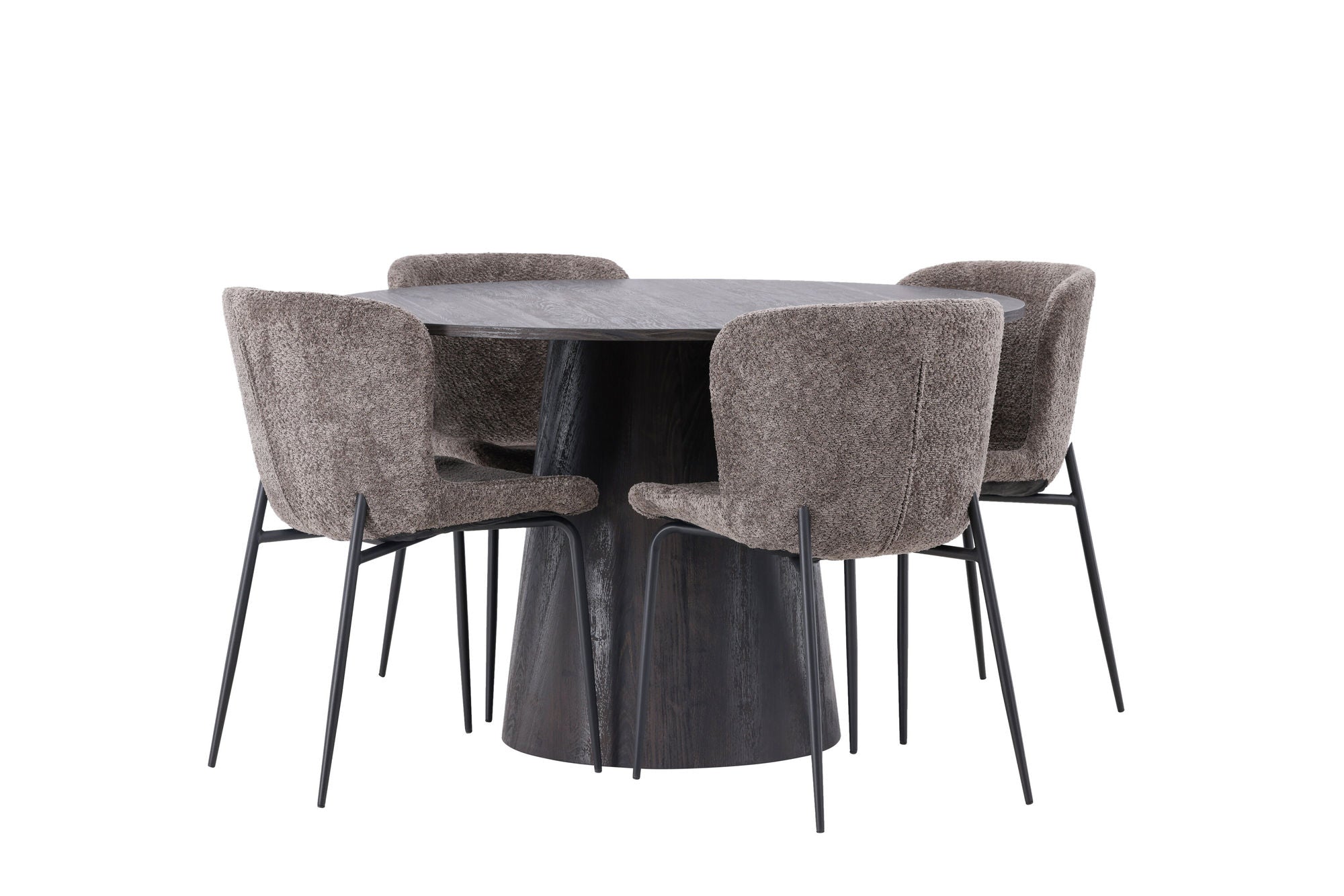 Venture Home Lanzo spisebord φ120 - Mocca/Mocca +Modesto Spisebordsstol - Grey / Smoked Black Boucle _4