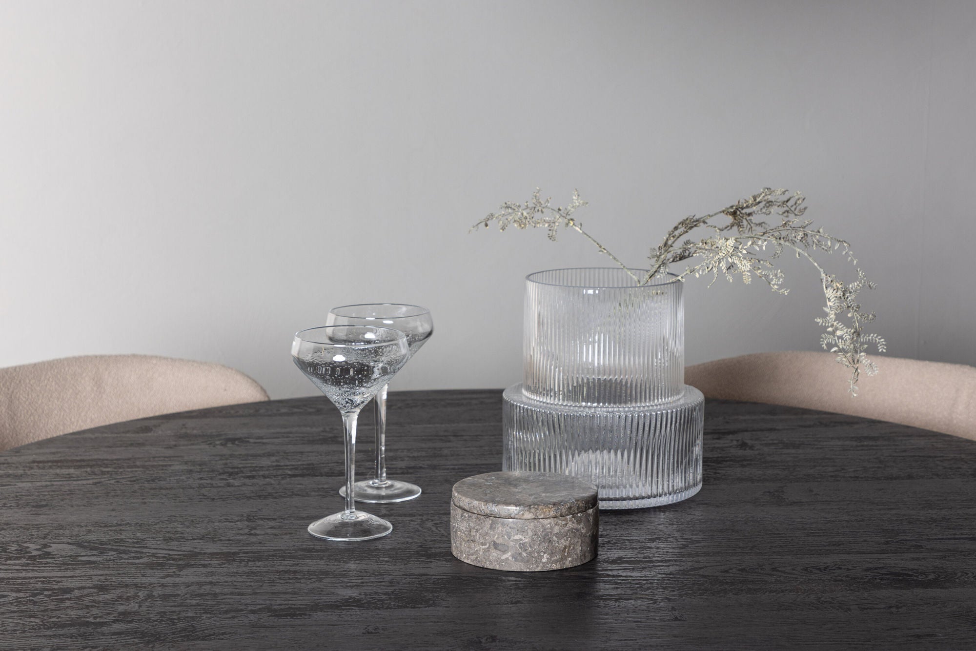 Venture Home Lanzo spisebord φ120 - Mocca/Mocca +Modesto Spisebordsstol - Beige / Beige Boucle _4