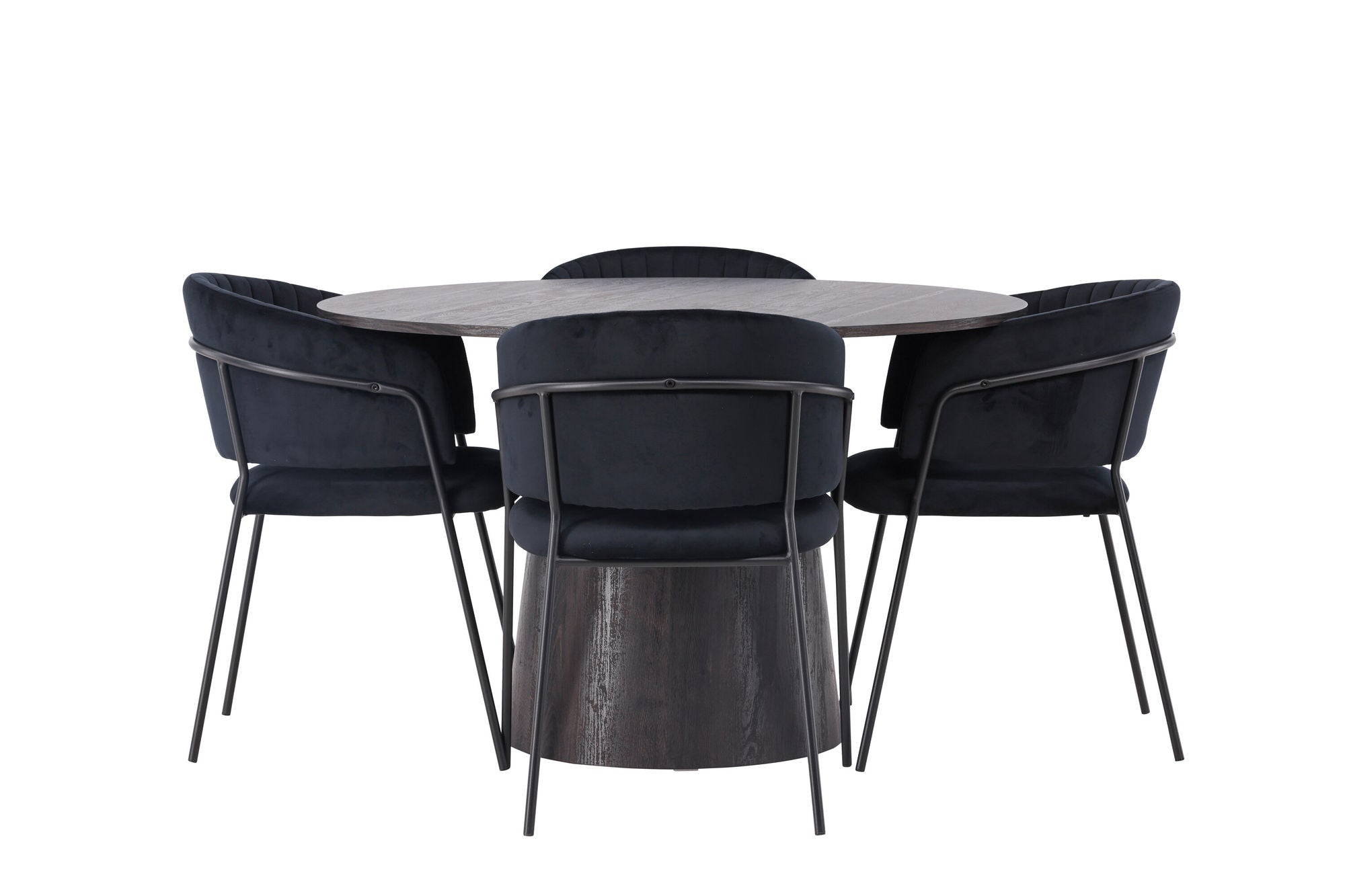 Venture Home Lanzo spisebord φ120 - Mocca/Mocca +Selma Spisebordsstol - Black / Black Velvet _4