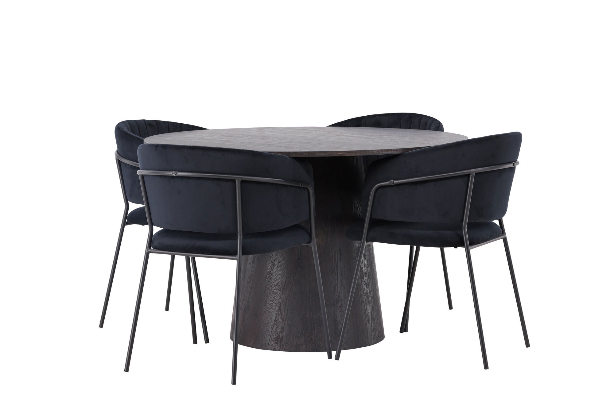 Venture Home Lanzo spisebord φ120 - Mocca/Mocca +Selma Spisebordsstol - Black / Black Velvet _4