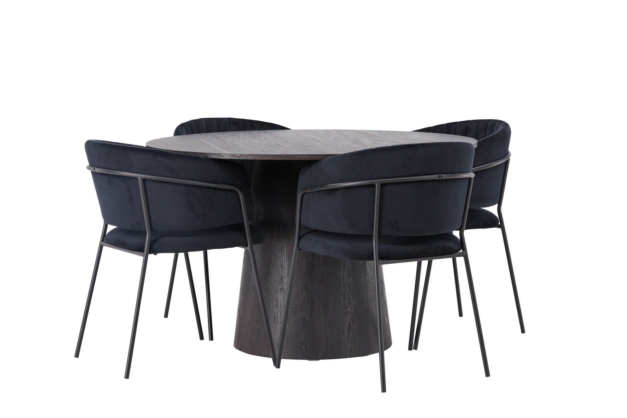 Venture Home Lanzo spisebord φ120 - Mocca/Mocca +Selma Spisebordsstol - Black / Black Velvet _4