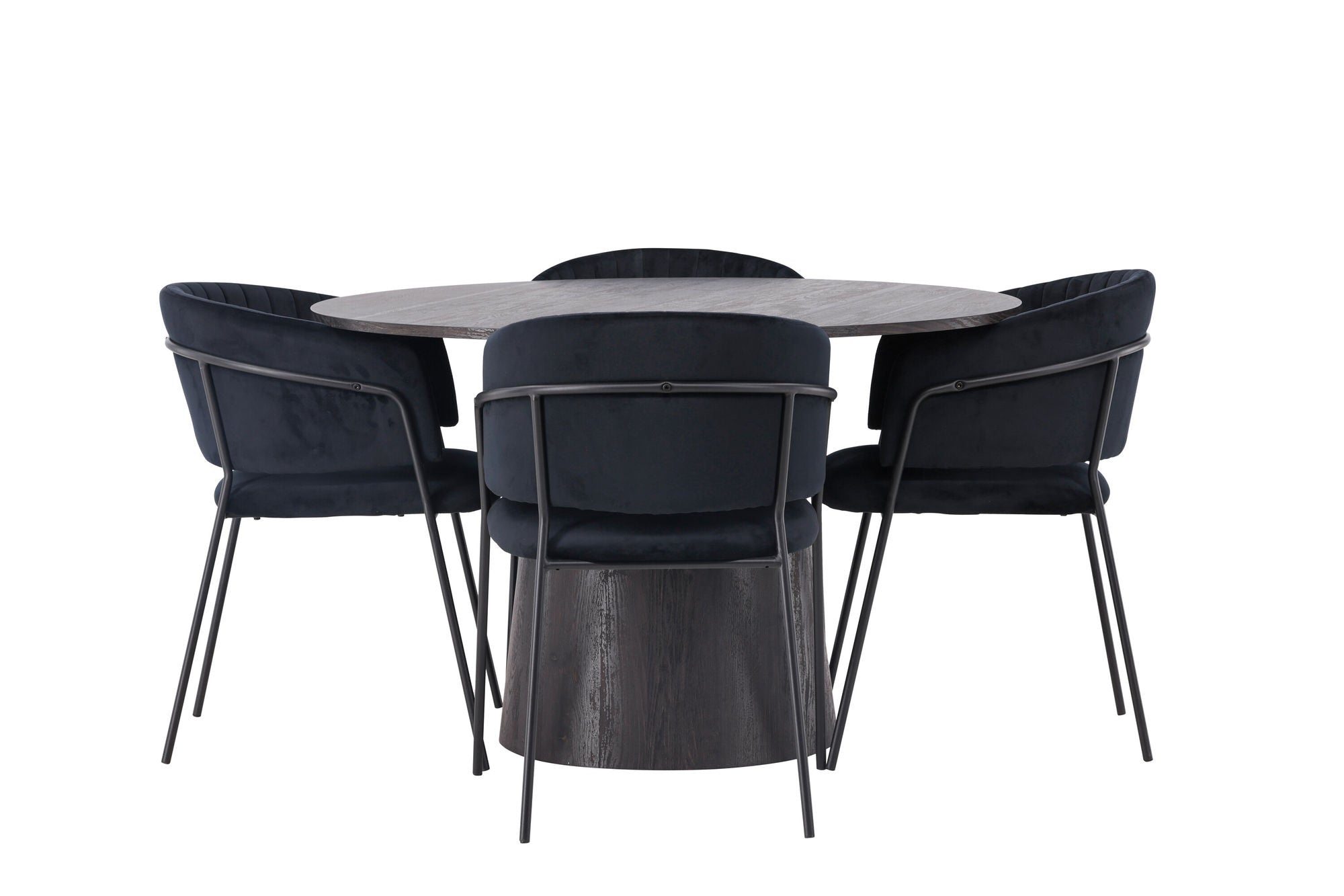 Venture Home Lanzo spisebord φ120 - Mocca/Mocca +Selma Spisebordsstol - Black / Black Velvet _4
