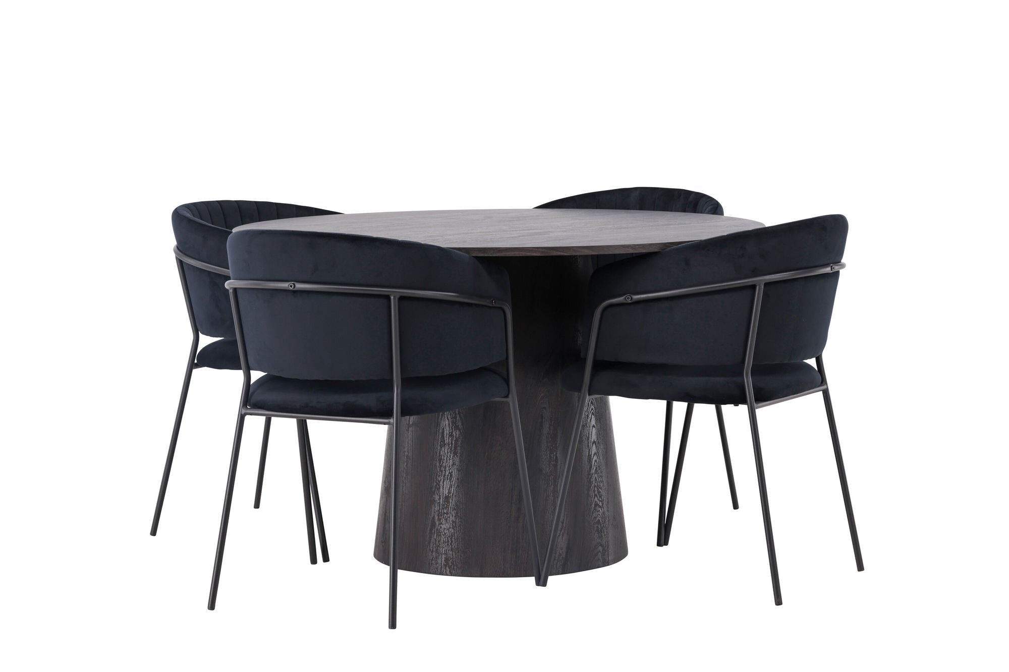 Venture Home Lanzo spisebord φ120 - Mocca/Mocca +Selma Spisebordsstol - Black / Black Velvet _4