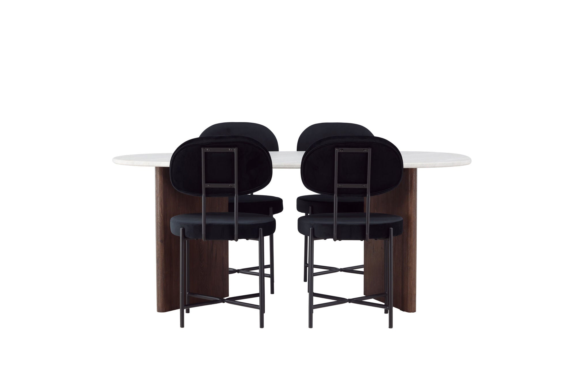 Venture Home Grönvik spisebord 180*75 - Mocca / Offwhite Concretelook MDF +Stella Spisebordsstol - Black / Black Velvet _4