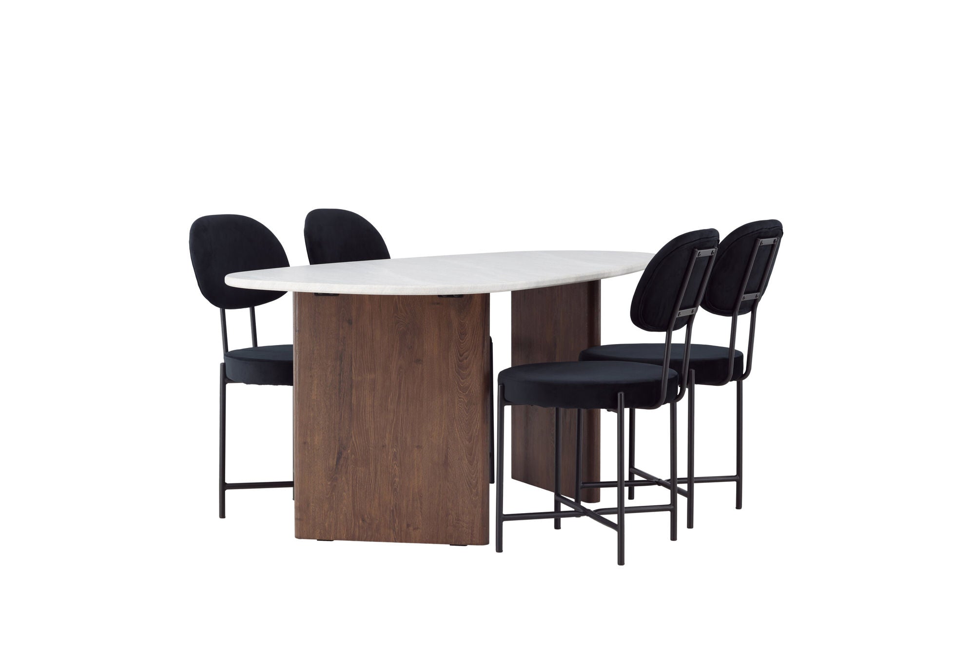 Venture Home Grönvik spisebord 180*75 - Mocca / Offwhite Concretelook MDF +Stella Spisebordsstol - Black / Black Velvet _4